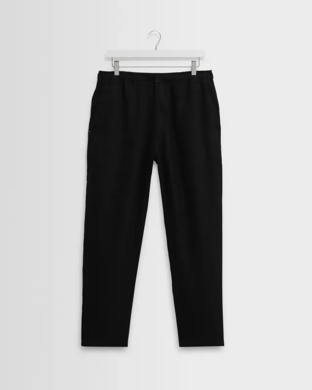 Kurt - Black Washed Linen Relaxed Fit Trousers made by Wax London