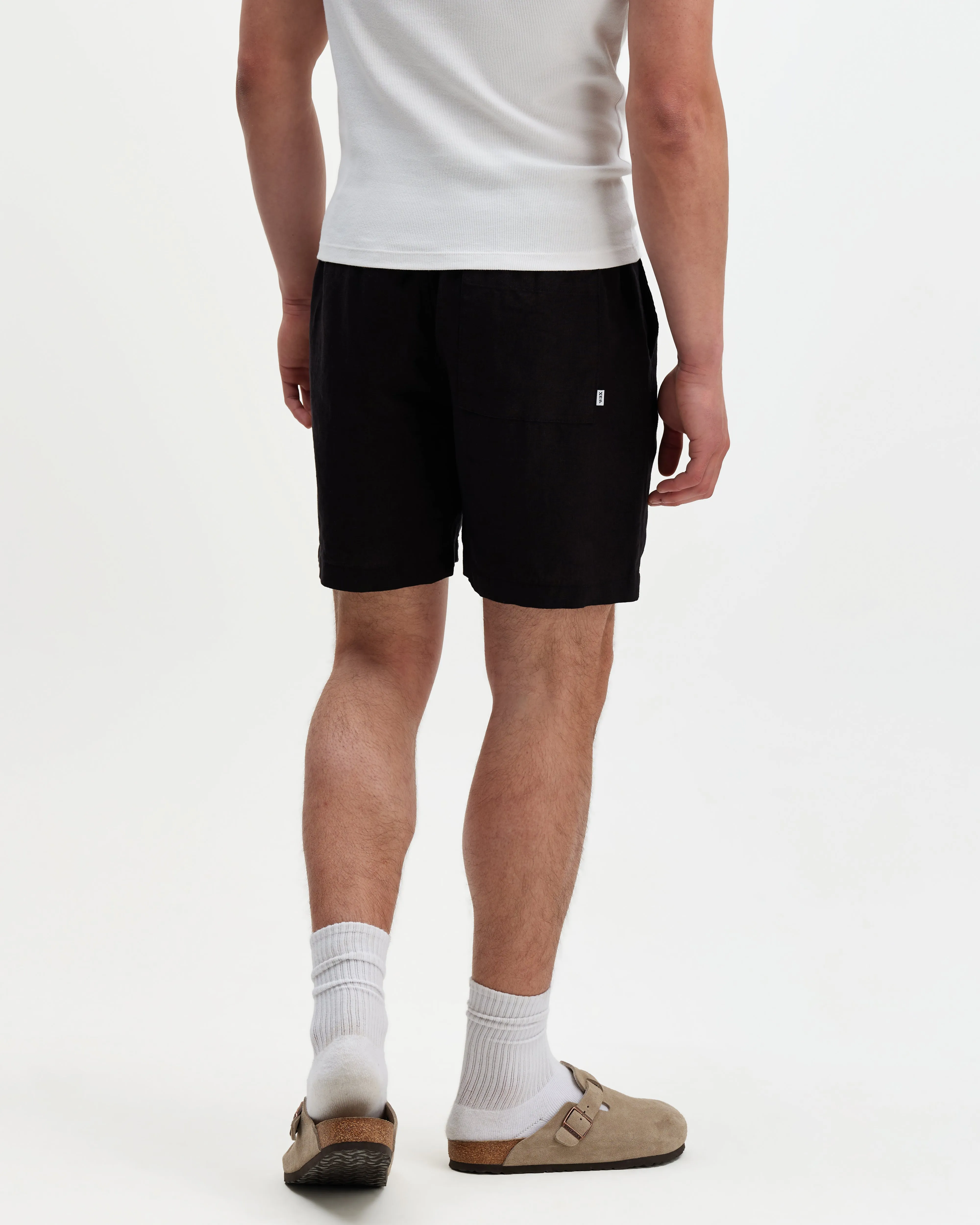 Kurt - Black Washed Linen Shorts sold by Wax London product image thumbnail 4