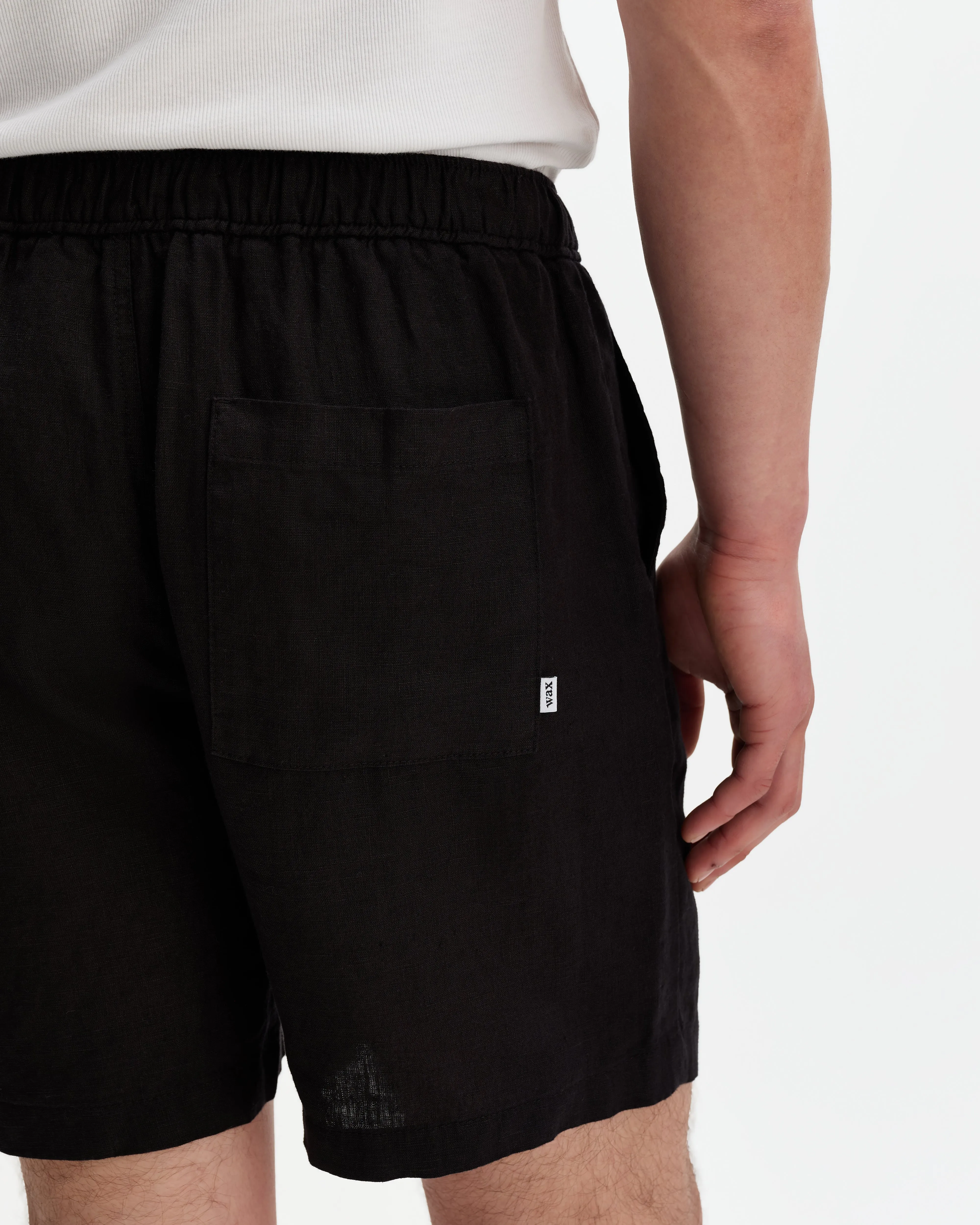 Kurt - Black Washed Linen Shorts sold by Wax London product image thumbnail 5