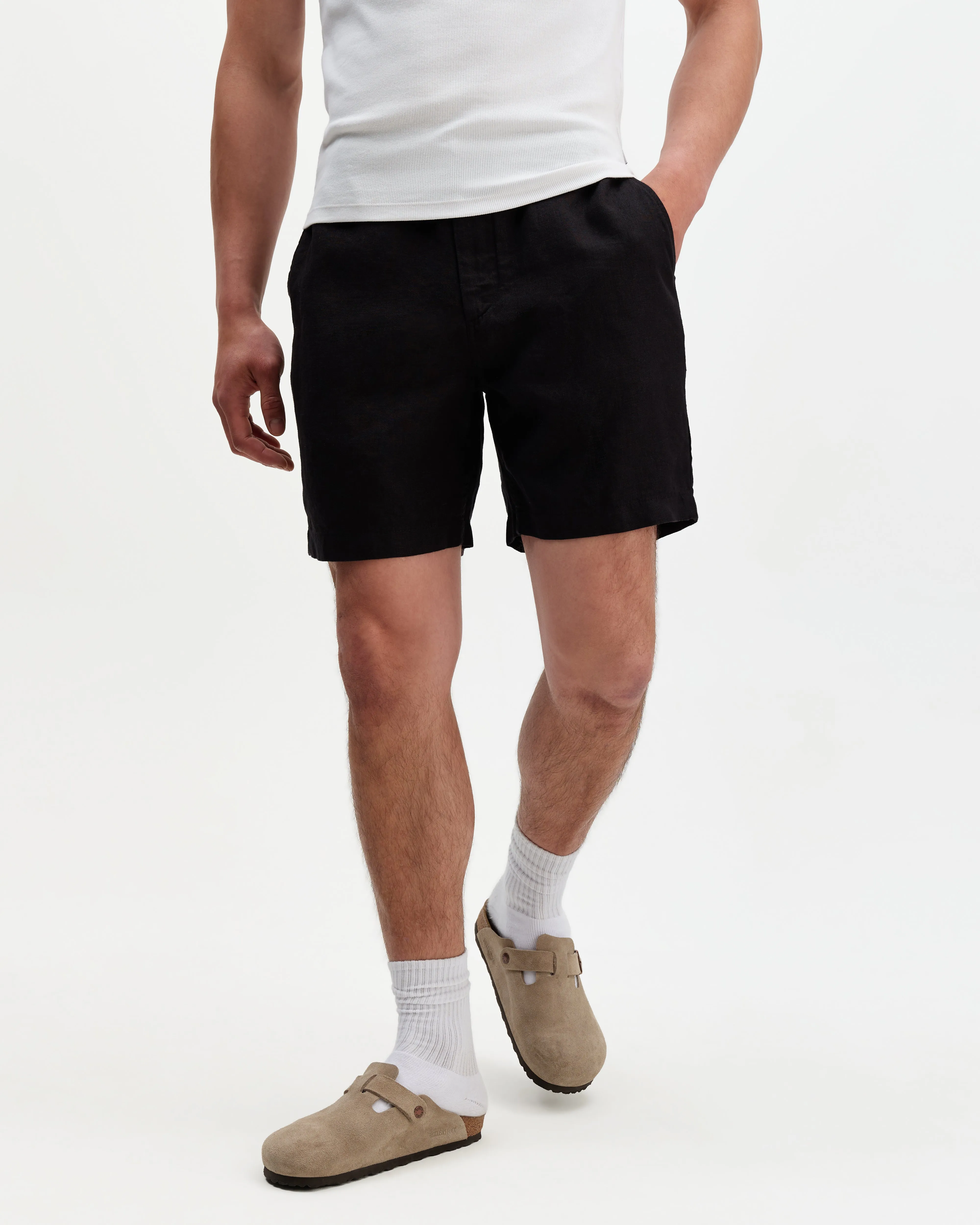 Kurt - Black Washed Linen Shorts sold by Wax London product image thumbnail 2