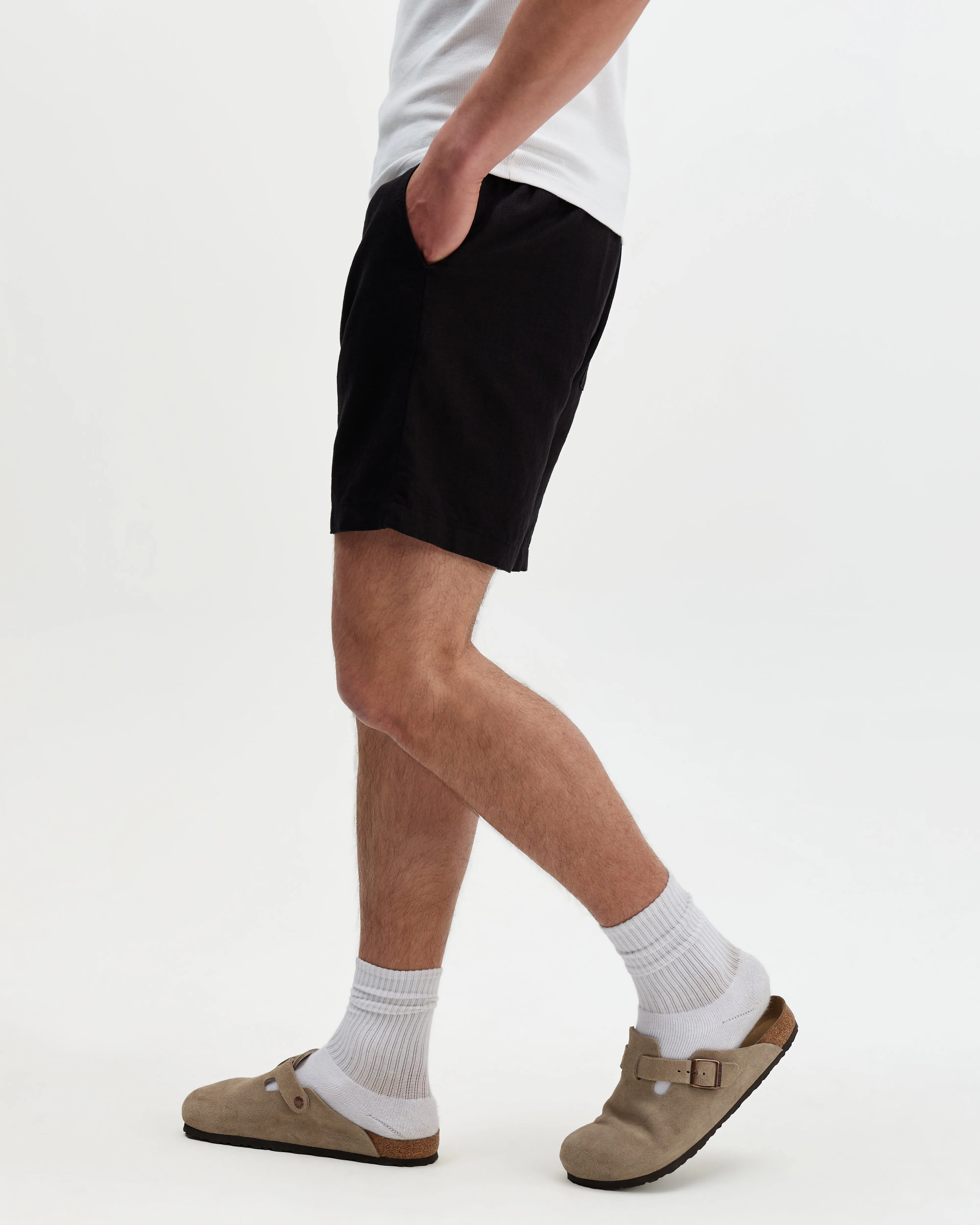 Kurt - Black Washed Linen Shorts sold by Wax London product image thumbnail 3