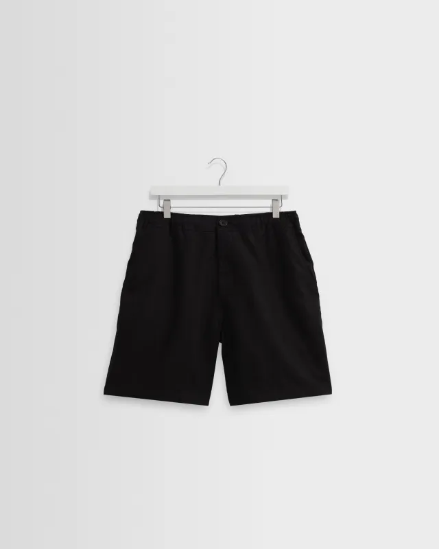 Kurt - Black Washed Linen Shorts made by Wax London