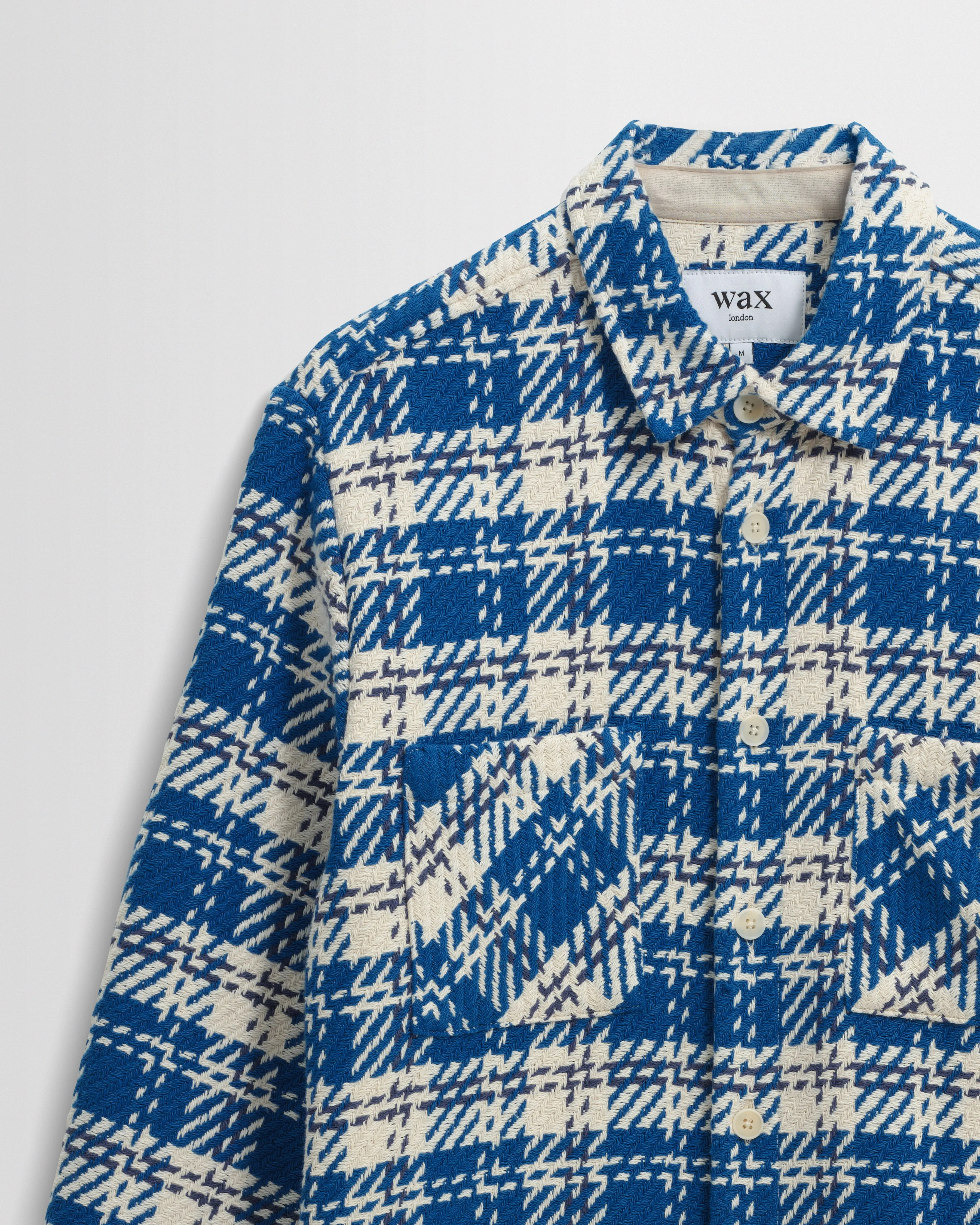 Whiting - Blue And Ecru Oran Check Overshirt sold by Wax London product image thumbnail 2