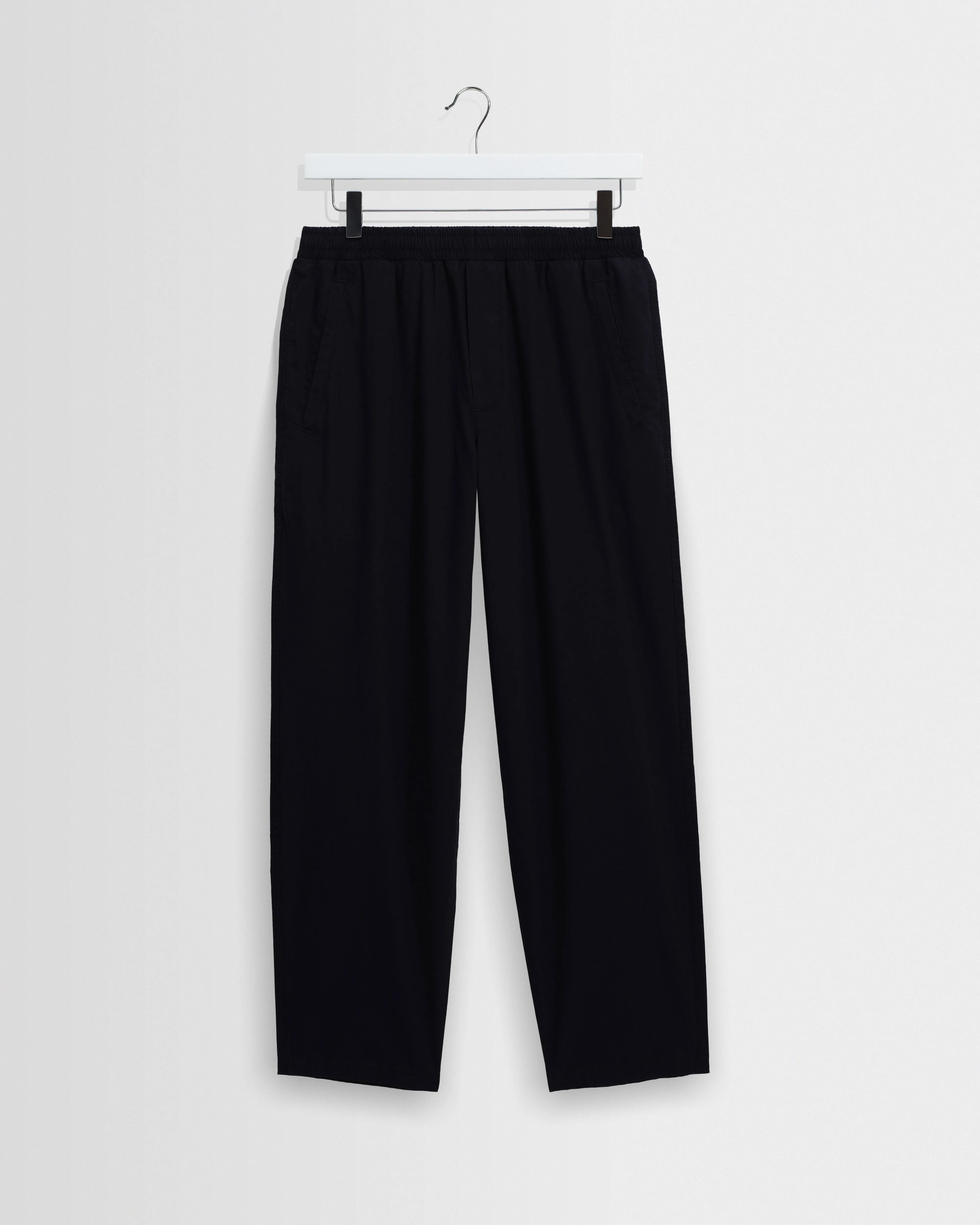 Tyne - Navy Cotton Poplin Loose Fit Trousers sold by Wax London