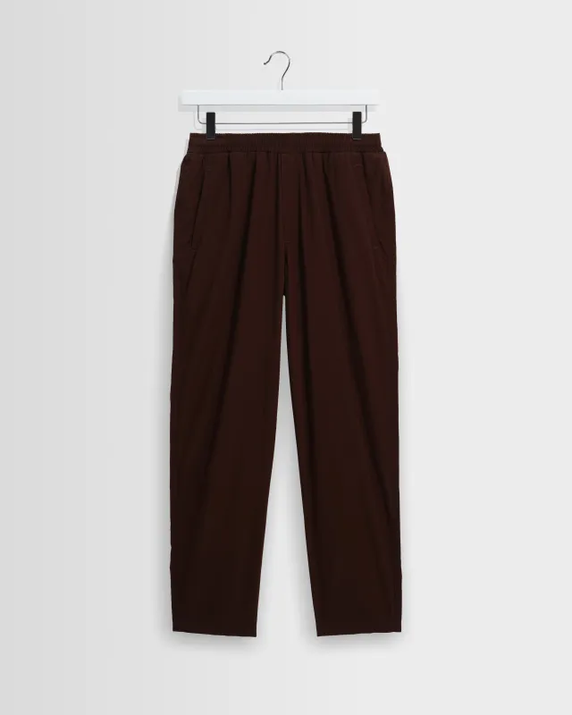 Tyne - Dark Brown Cotton Poplin Loose Fit Trousers made by Wax London