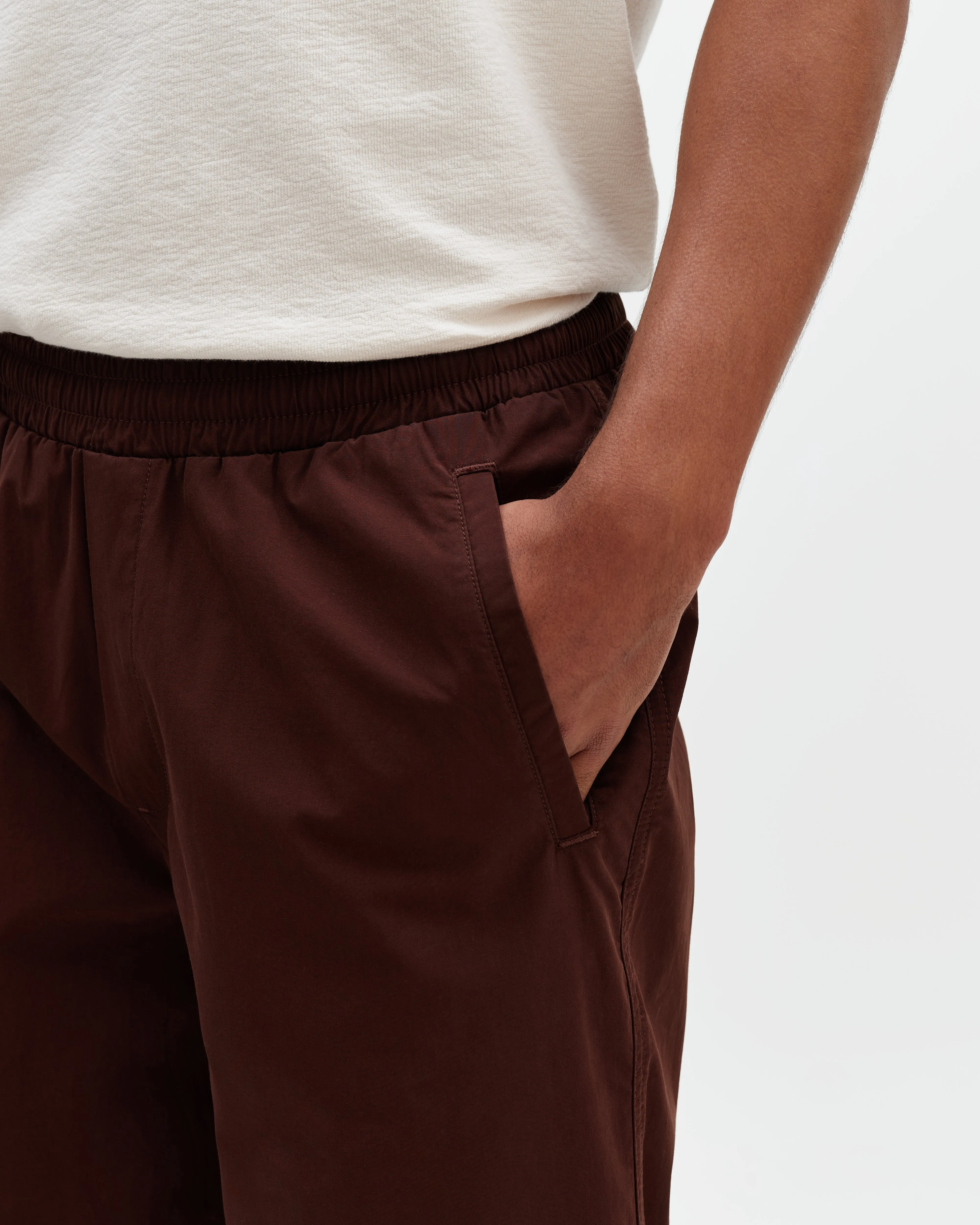 Tyne - Dark Brown Cotton Poplin Loose Fit Trousers sold by Wax London product image thumbnail 4
