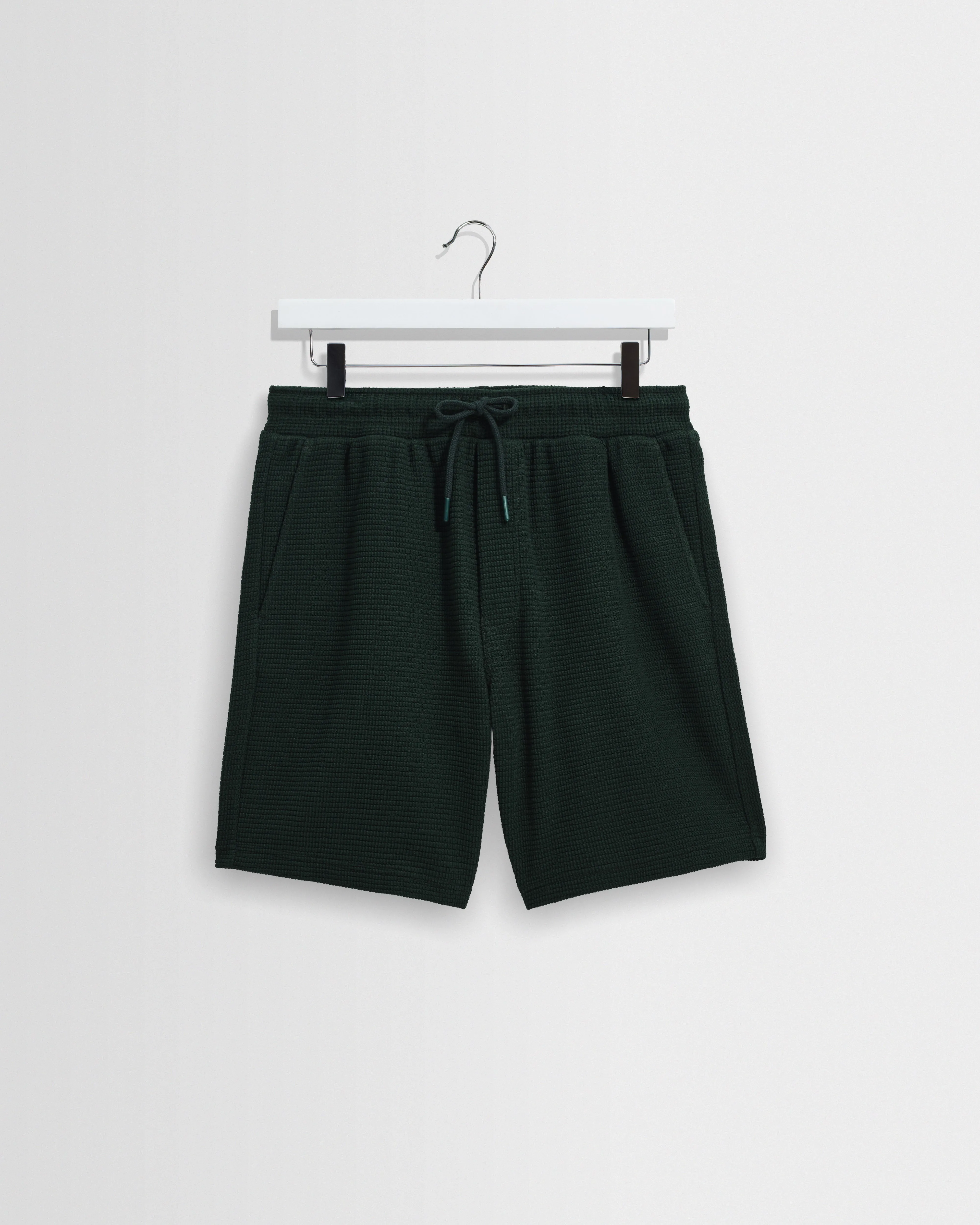Sam - Bottle Green Textured Waffle Shorts sold by Wax London