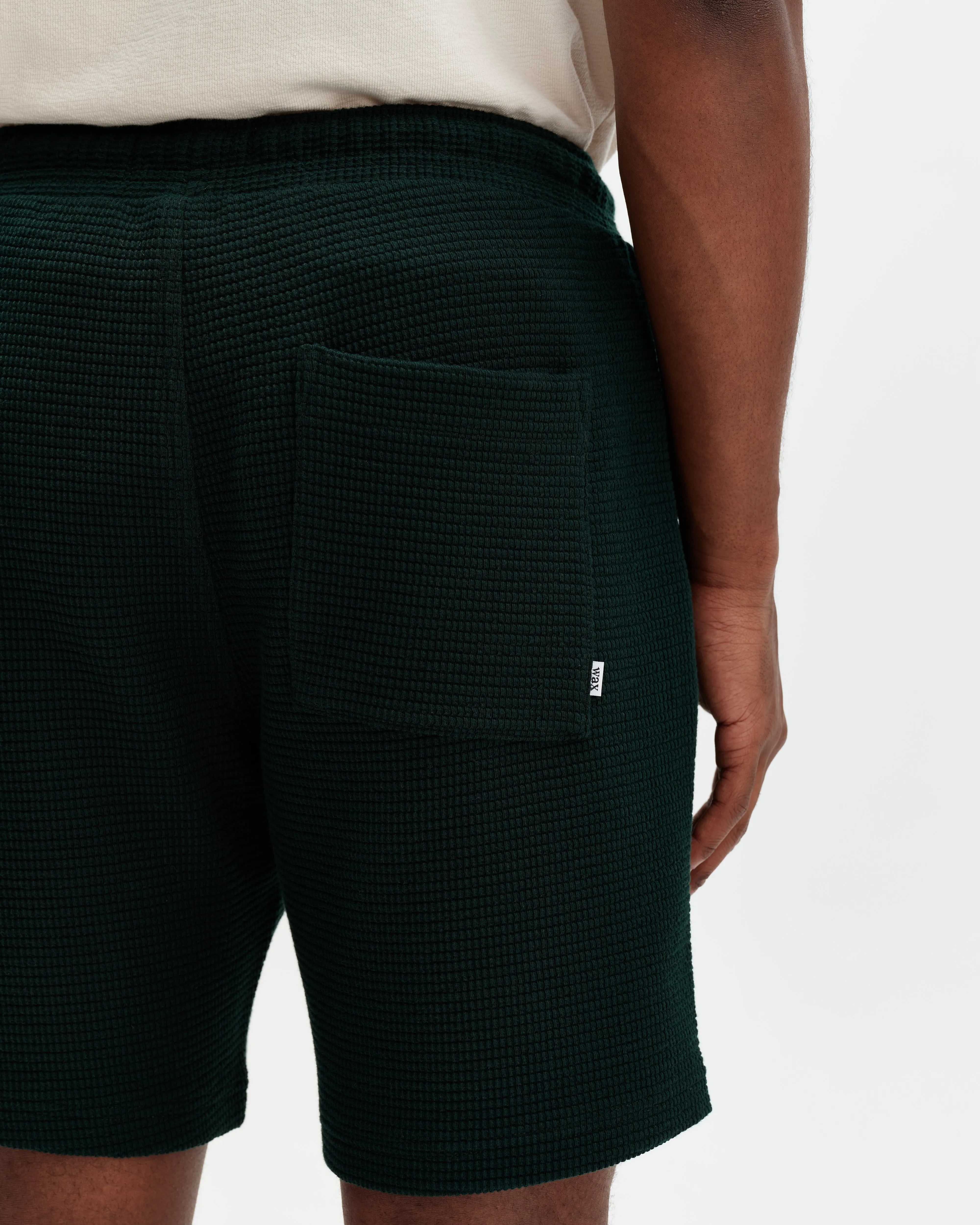 Sam - Bottle Green Textured Waffle Shorts sold by Wax London product image thumbnail 2