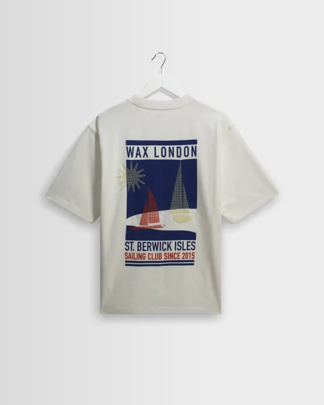 Milton - Off White Embroidered Sailing Graphic T-Shirt made by Wax London