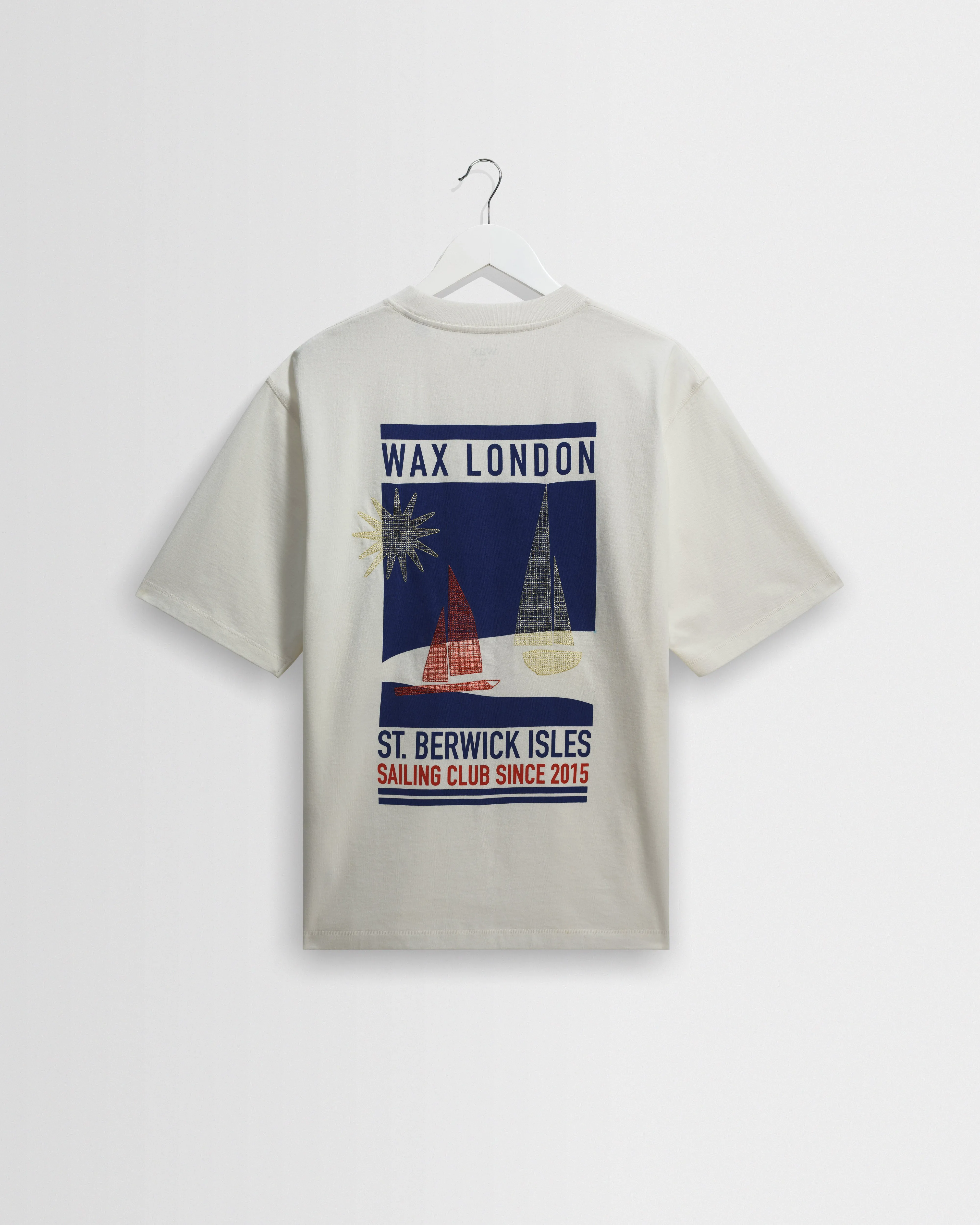 Milton - Off White Embroidered Sailing Graphic T-Shirt sold by Wax London