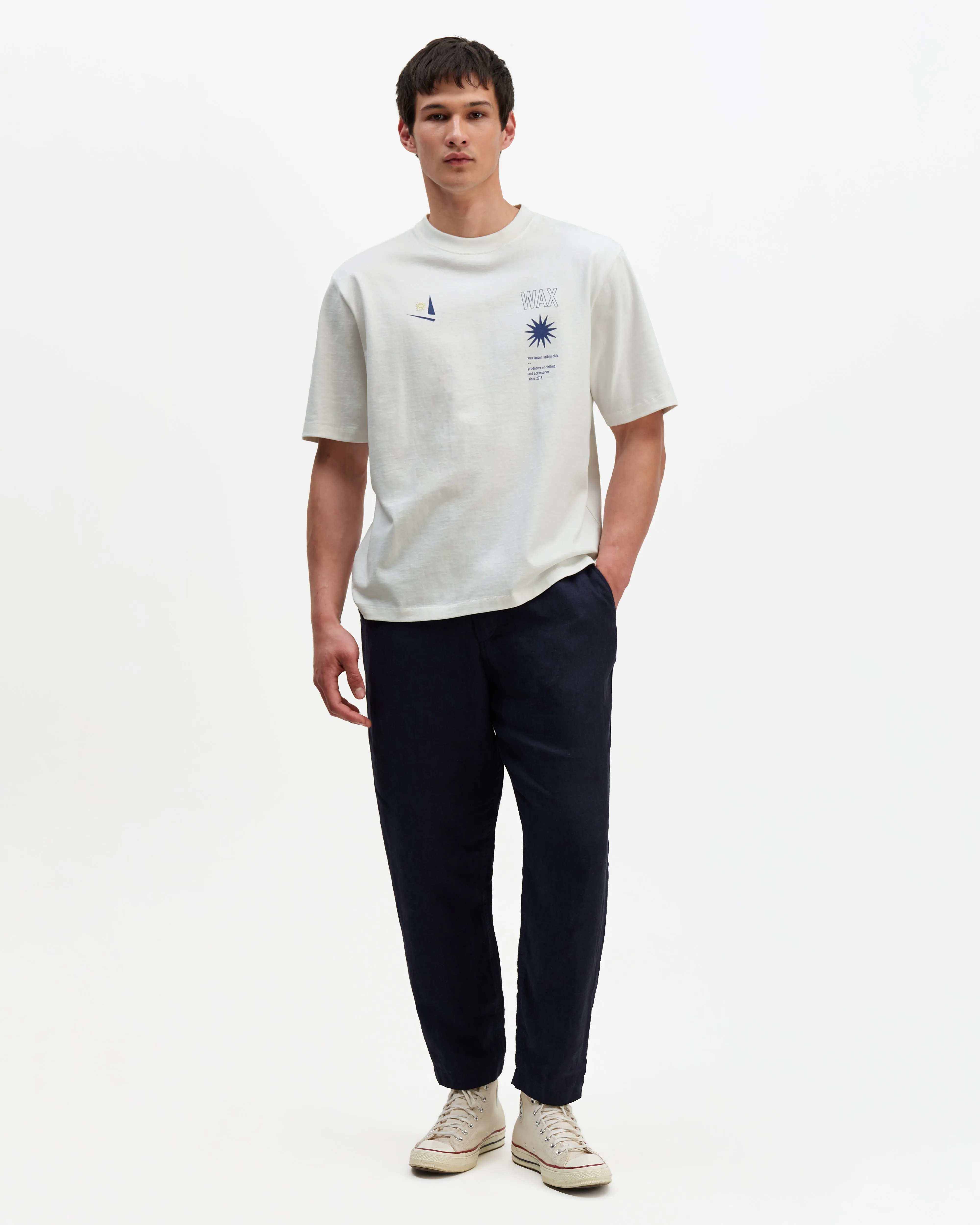 Milton - Off White Embroidered Sailing Graphic T-Shirt sold by Wax London product image thumbnail 4