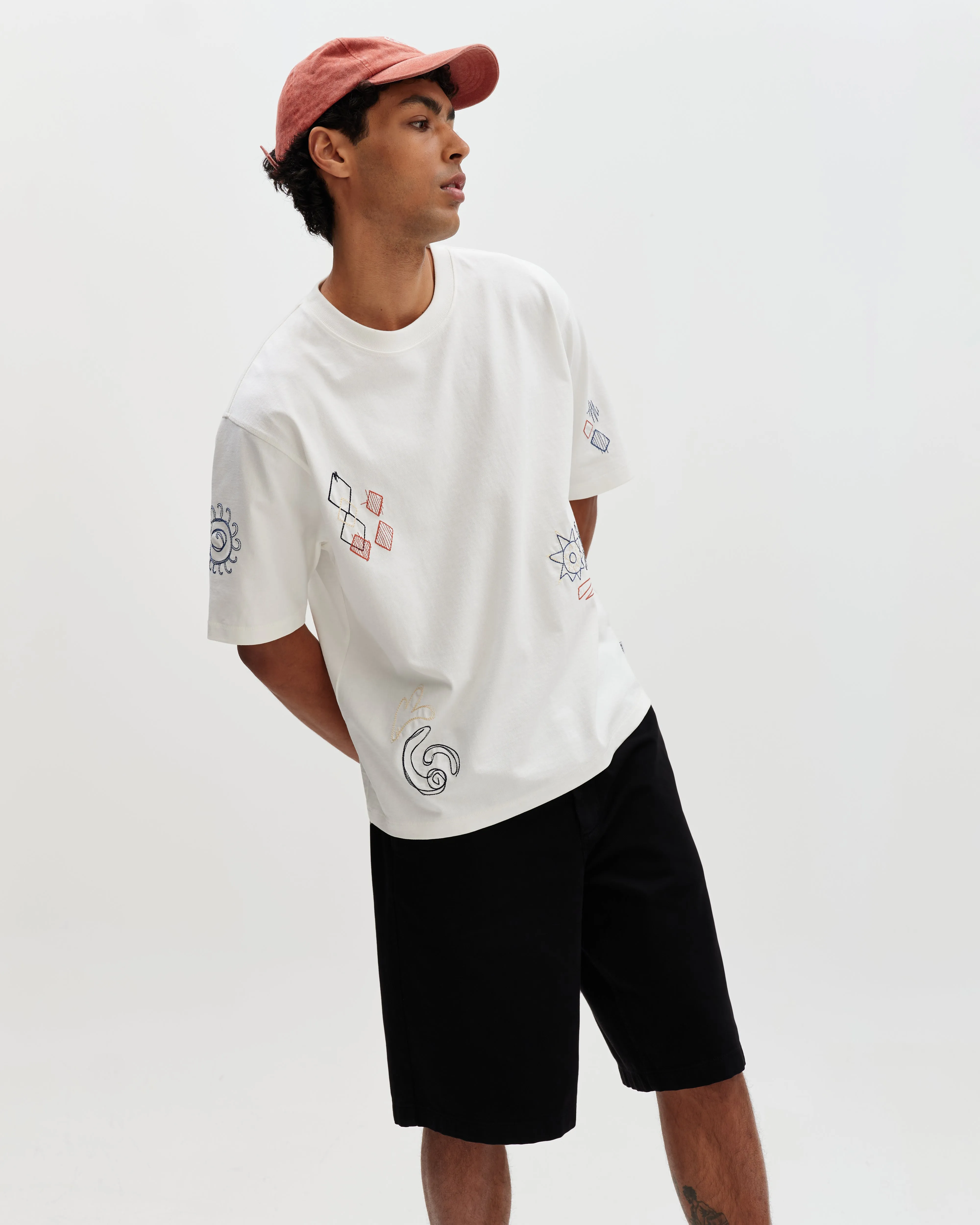 Milton - Ecru Sun Doodle Organic Cotton Graphic T-Shirt sold by Wax London product image thumbnail 2