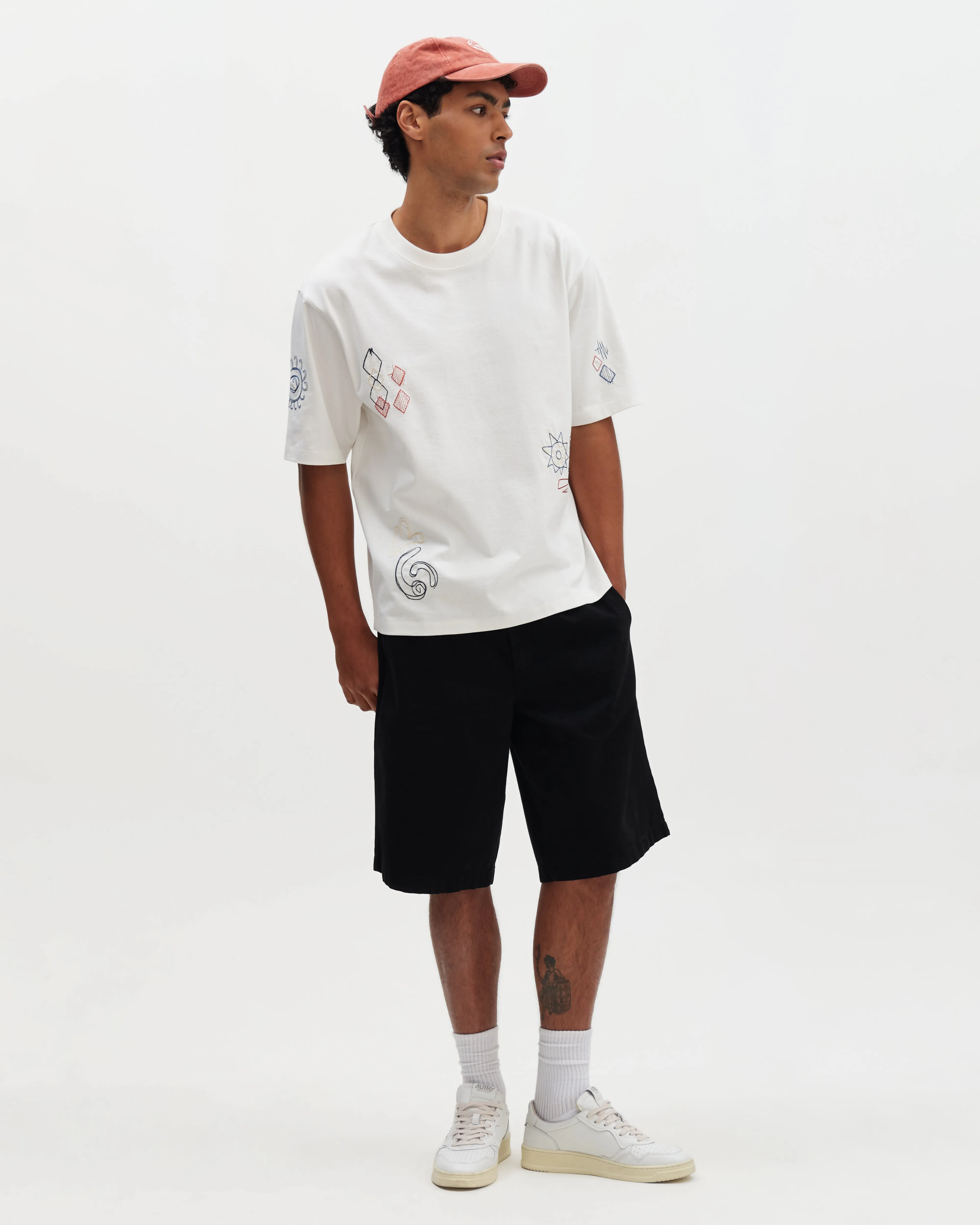 Milton - Ecru Sun Doodle Organic Cotton Graphic T-Shirt sold by Wax London product image thumbnail 4