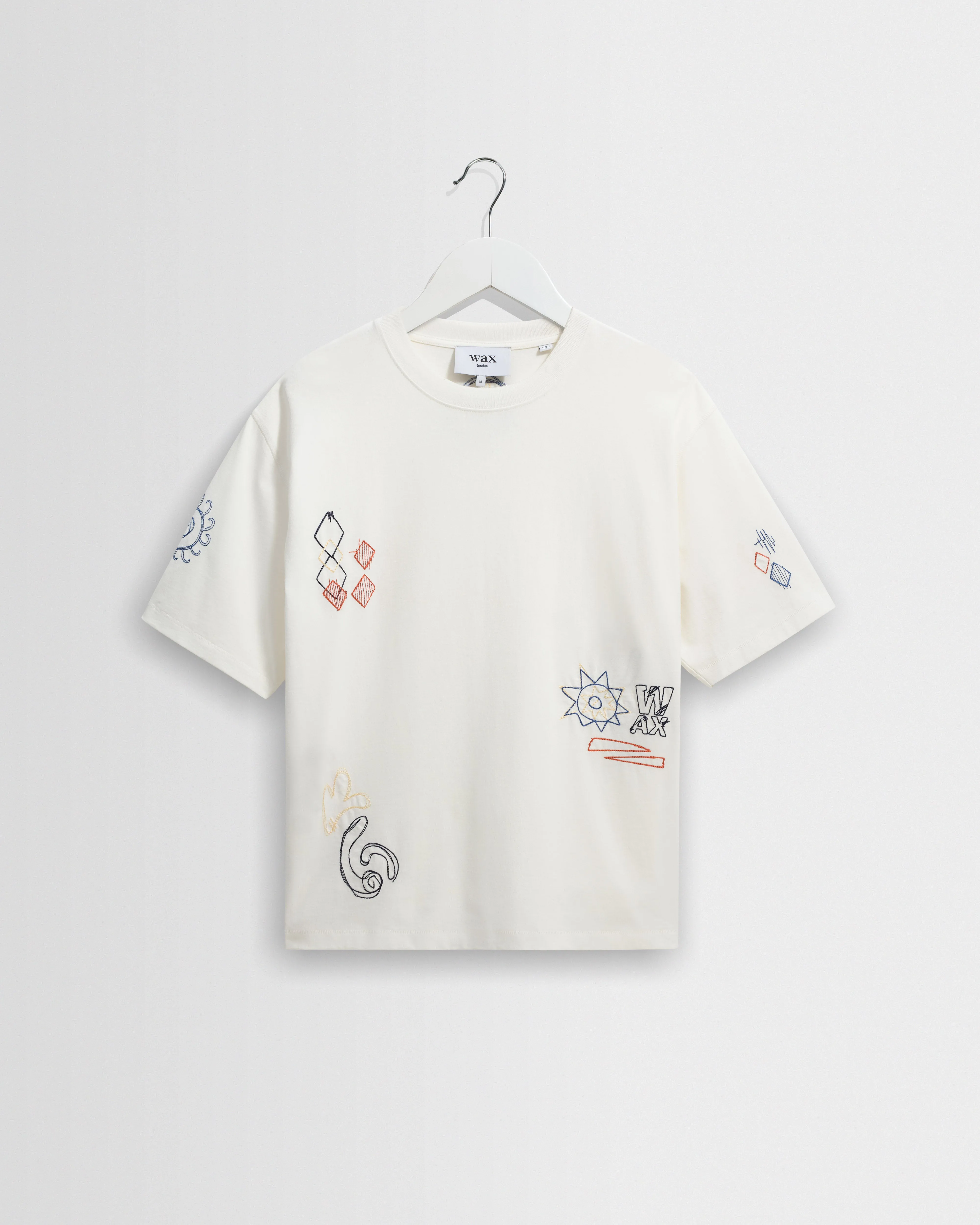 Milton - Ecru Sun Doodle Organic Cotton Graphic T-Shirt sold by Wax London