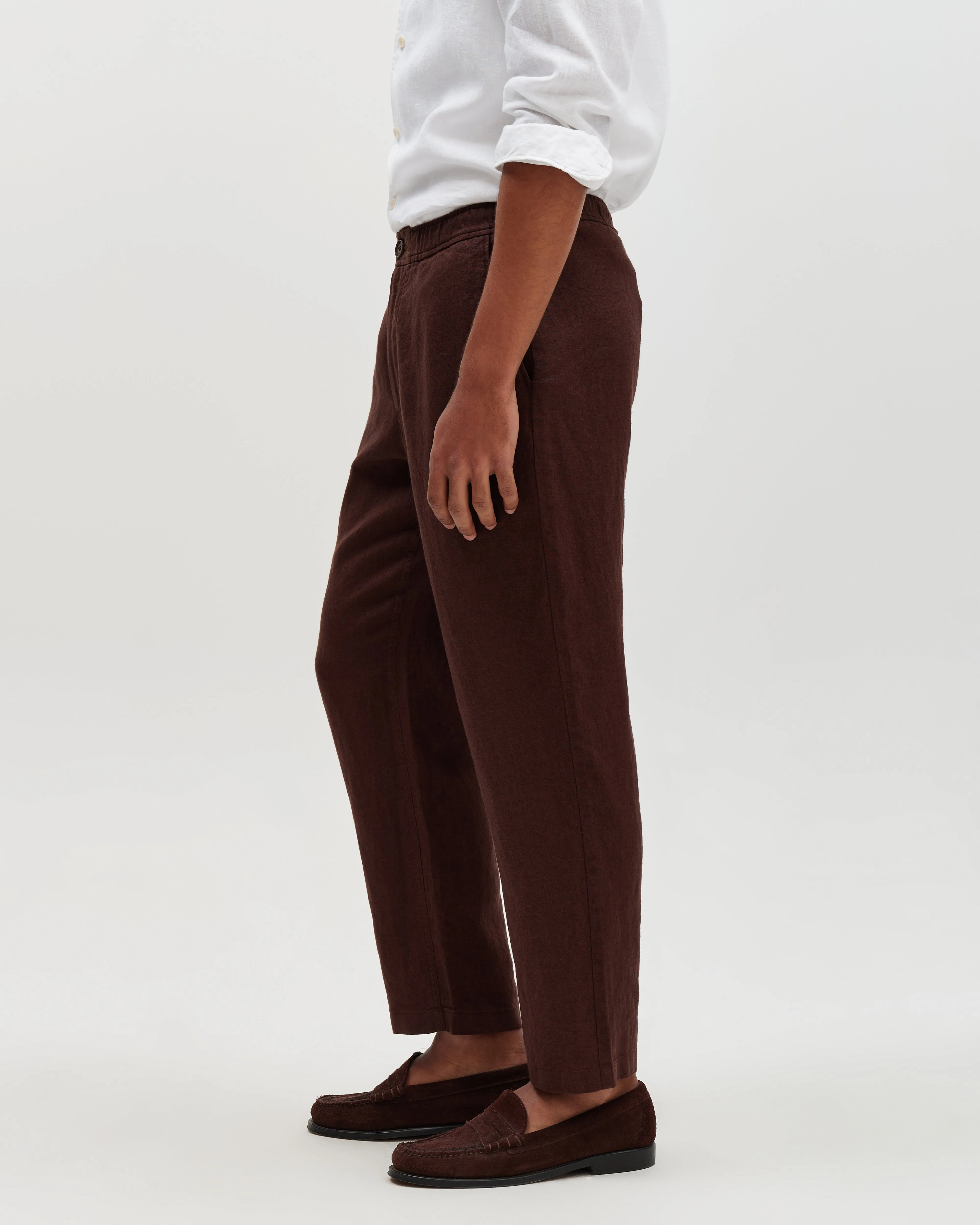 Kurt - Brown Washed Linen Relaxed Fit Trousers sold by Wax London product image thumbnail 5