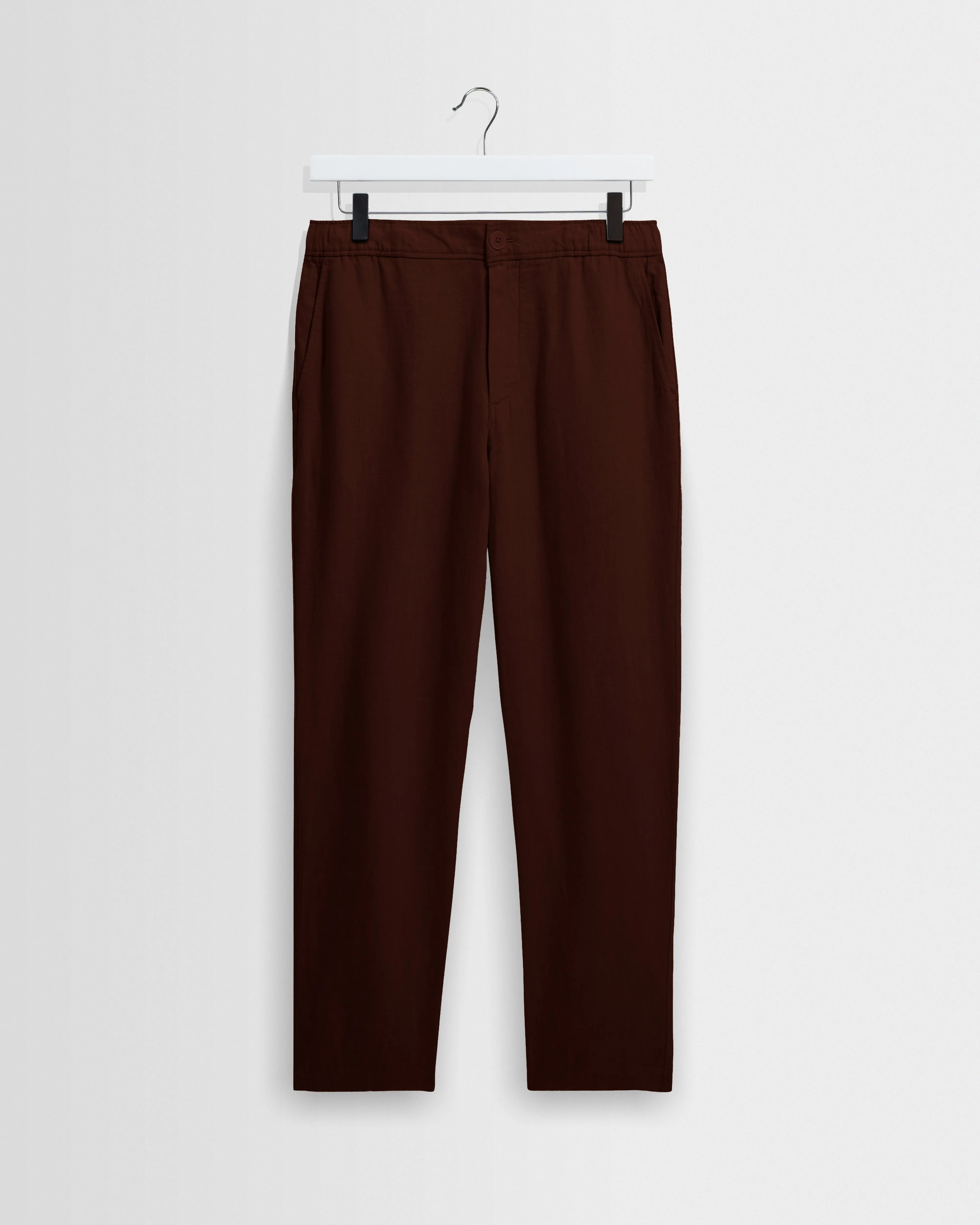 Kurt - Brown Washed Linen Relaxed Fit Trousers sold by Wax London