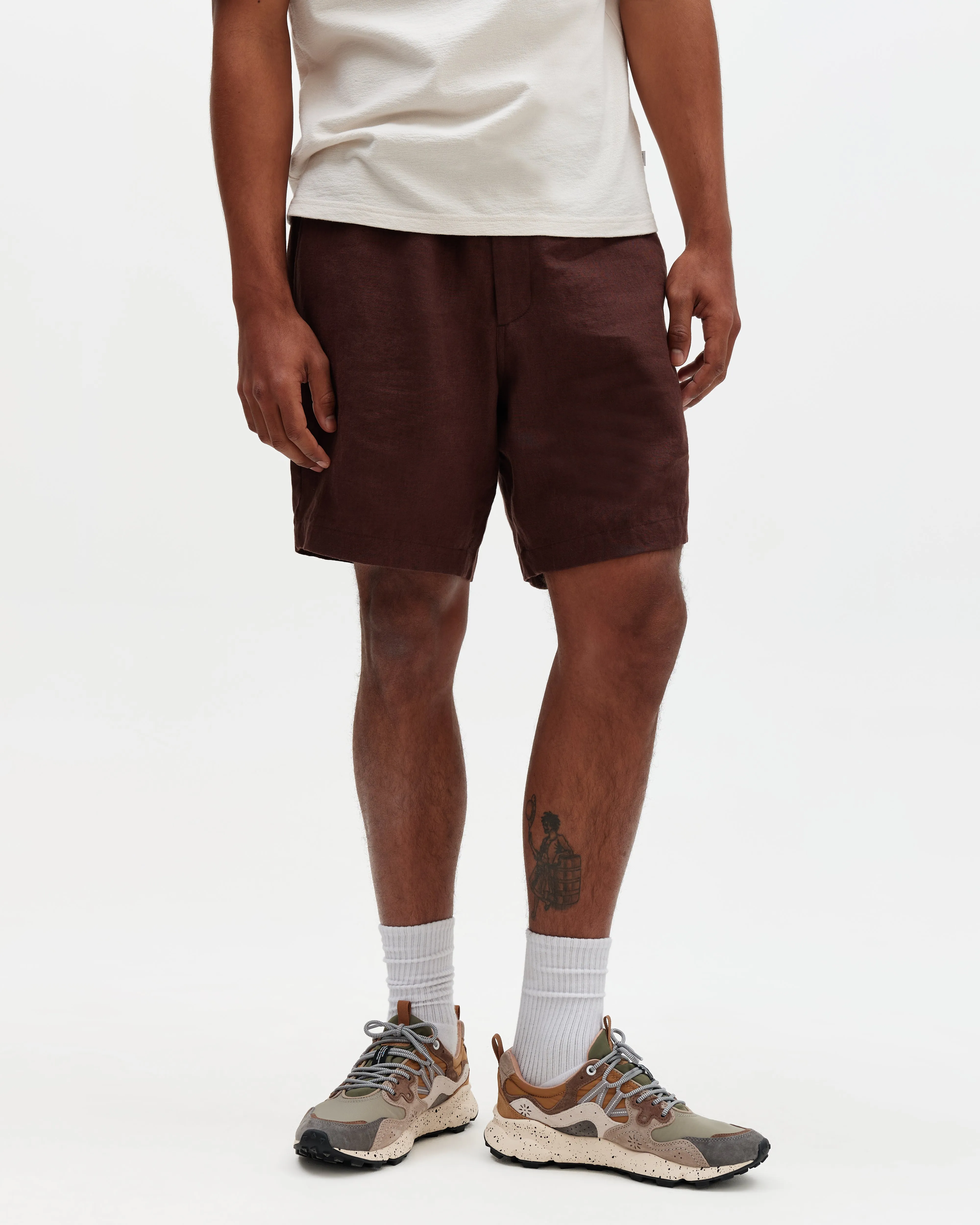 Kurt - Brown Washed Linen Shorts sold by Wax London product image thumbnail 2
