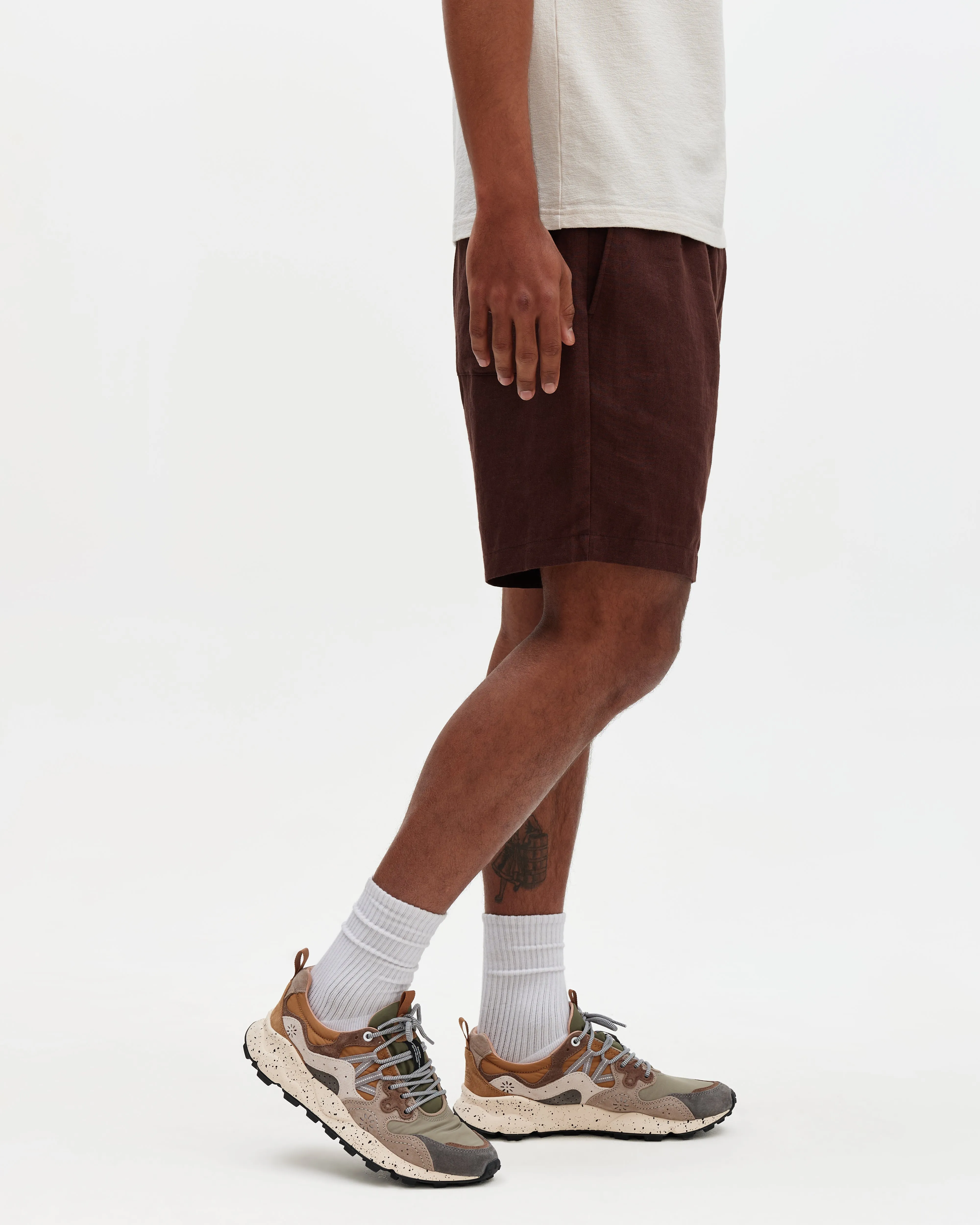 Kurt - Brown Washed Linen Shorts sold by Wax London product image thumbnail 4