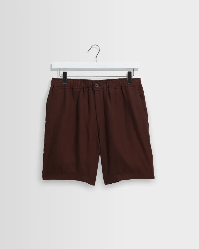 Kurt - Brown Washed Linen Shorts made by Wax London