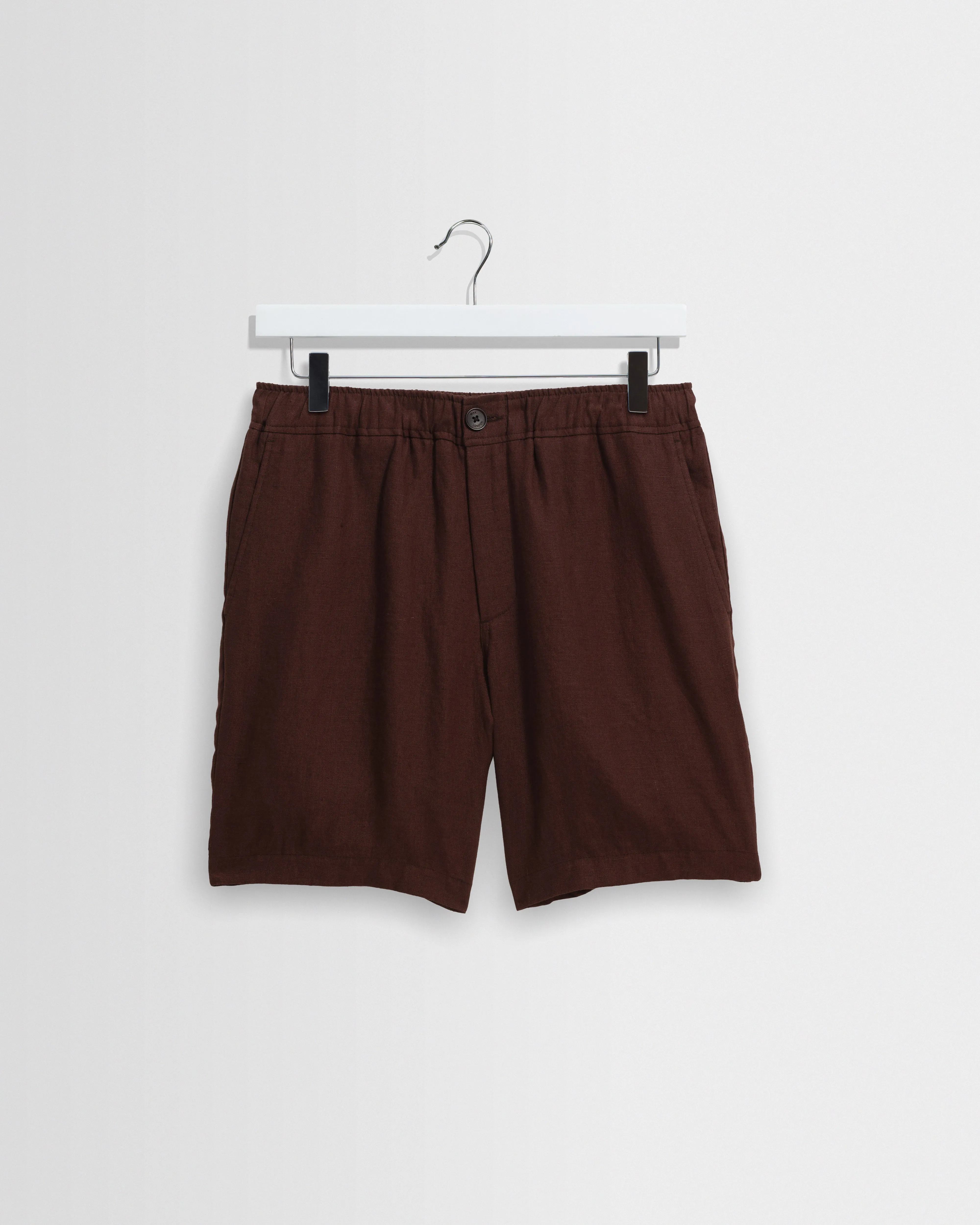 Kurt - Brown Washed Linen Shorts sold by Wax London