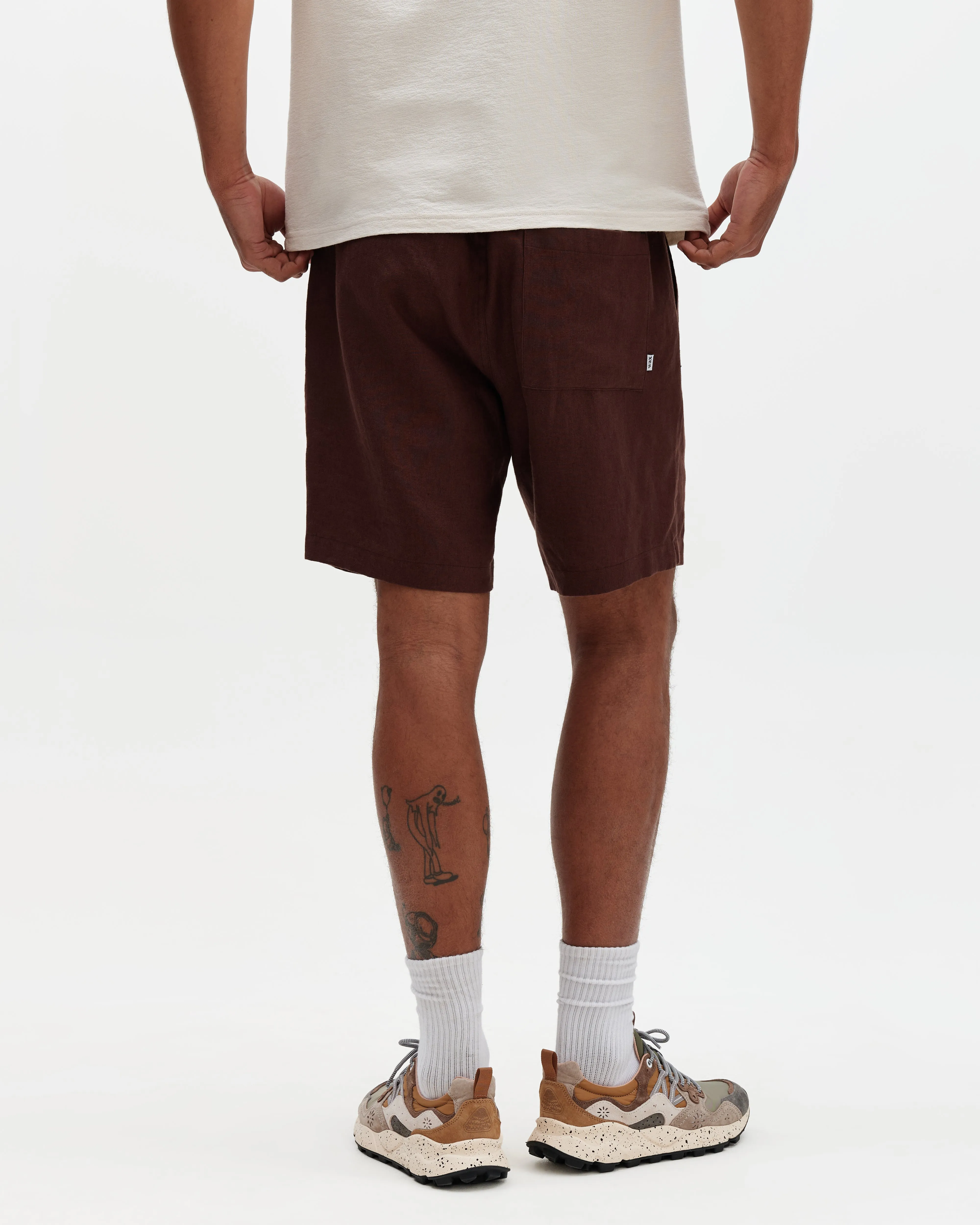 Kurt - Brown Washed Linen Shorts sold by Wax London product image thumbnail 5