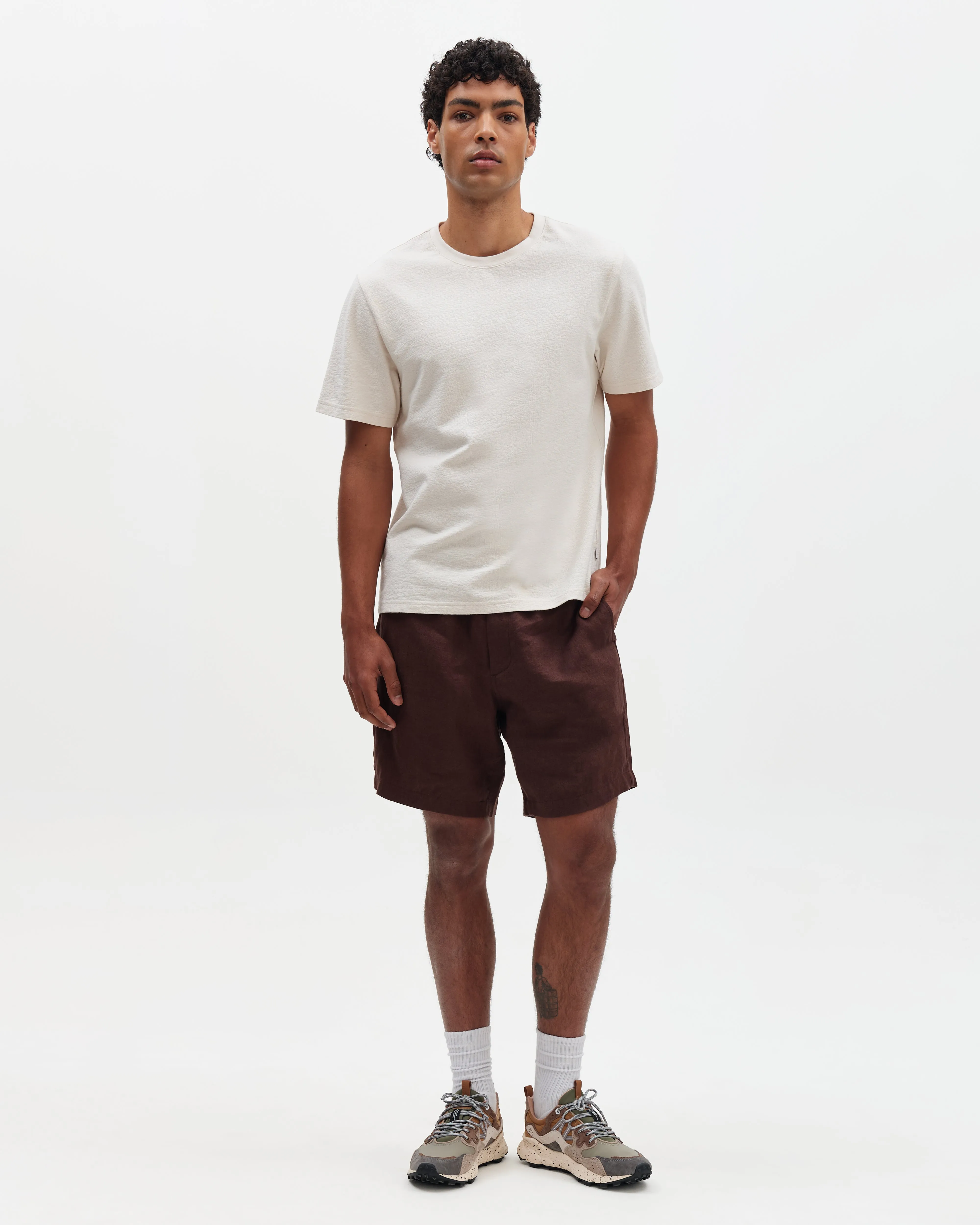 Kurt - Brown Washed Linen Shorts sold by Wax London product image thumbnail 3