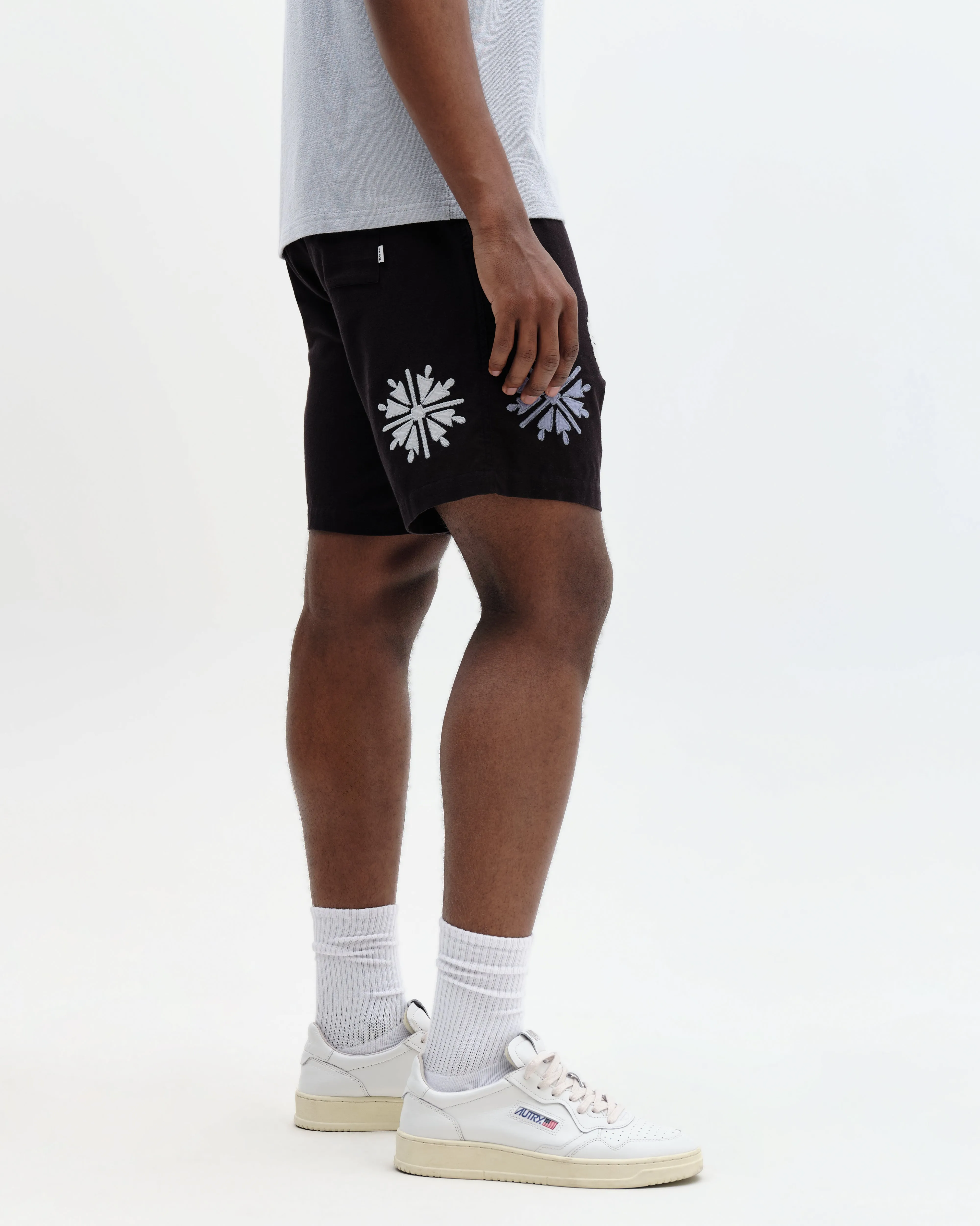 Kurt - Black Round Applique Cotton Shorts sold by Wax London product image thumbnail 5