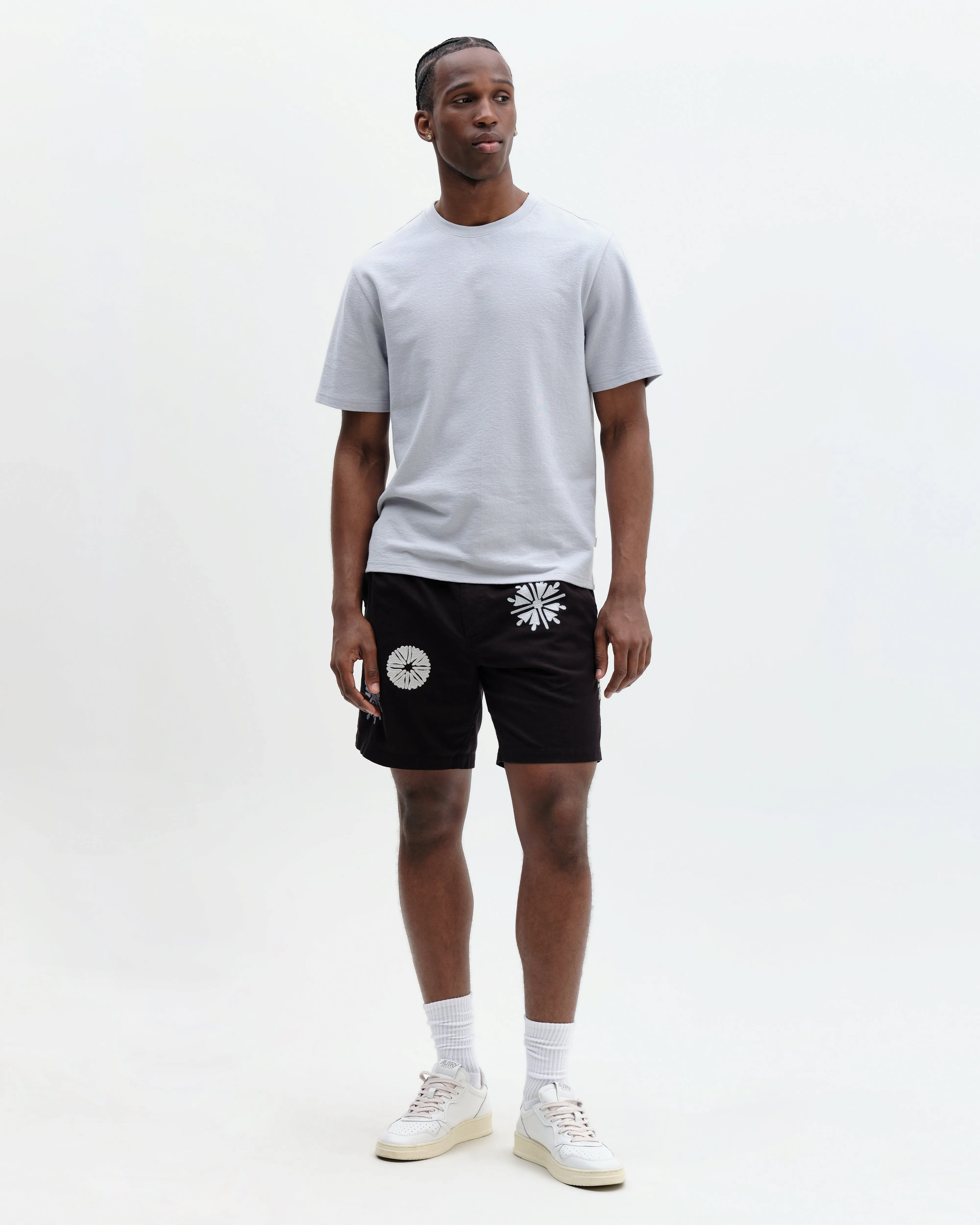 Kurt - Black Round Applique Cotton Shorts sold by Wax London product image thumbnail 3