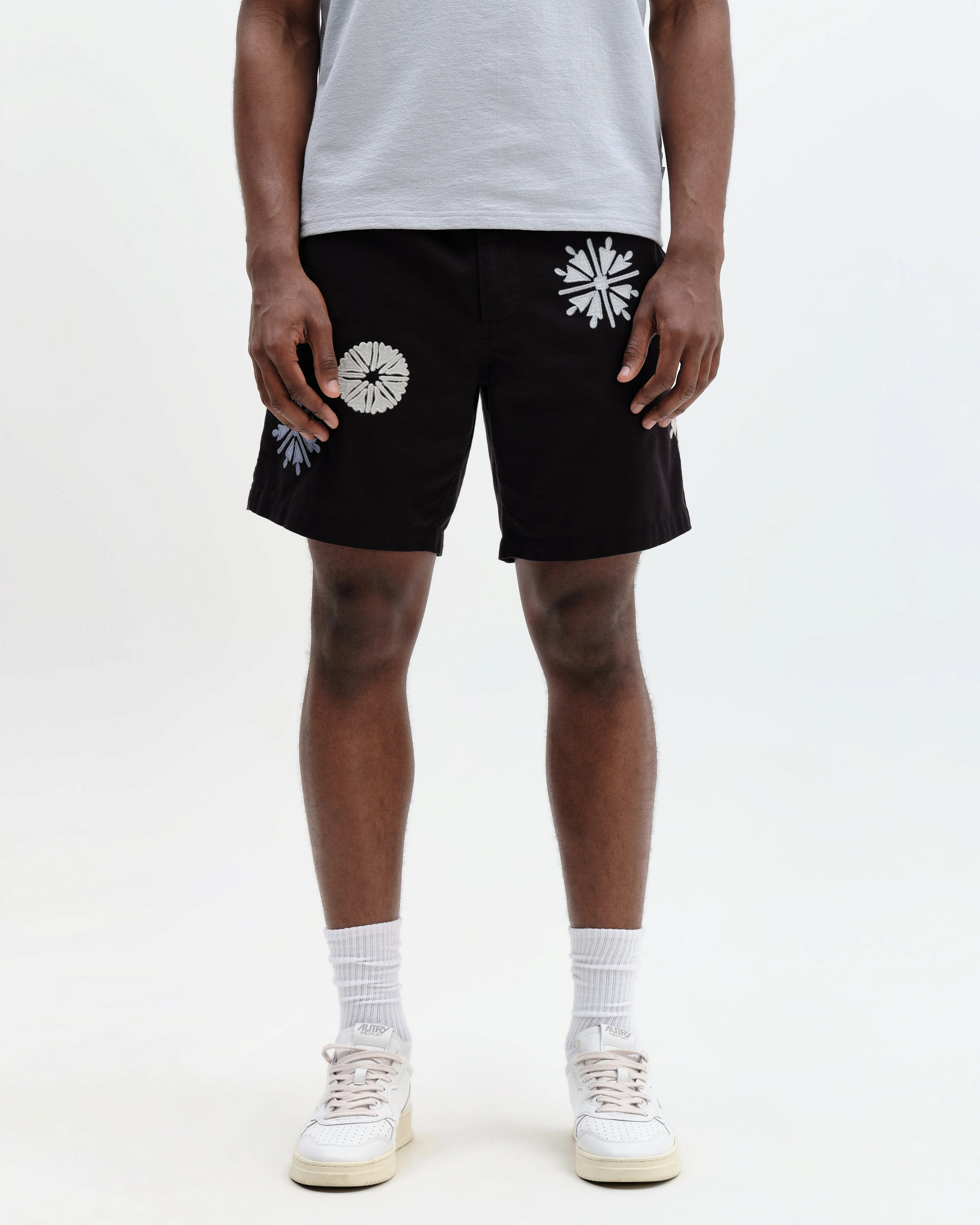 Kurt - Black Round Applique Cotton Shorts sold by Wax London product image thumbnail 2