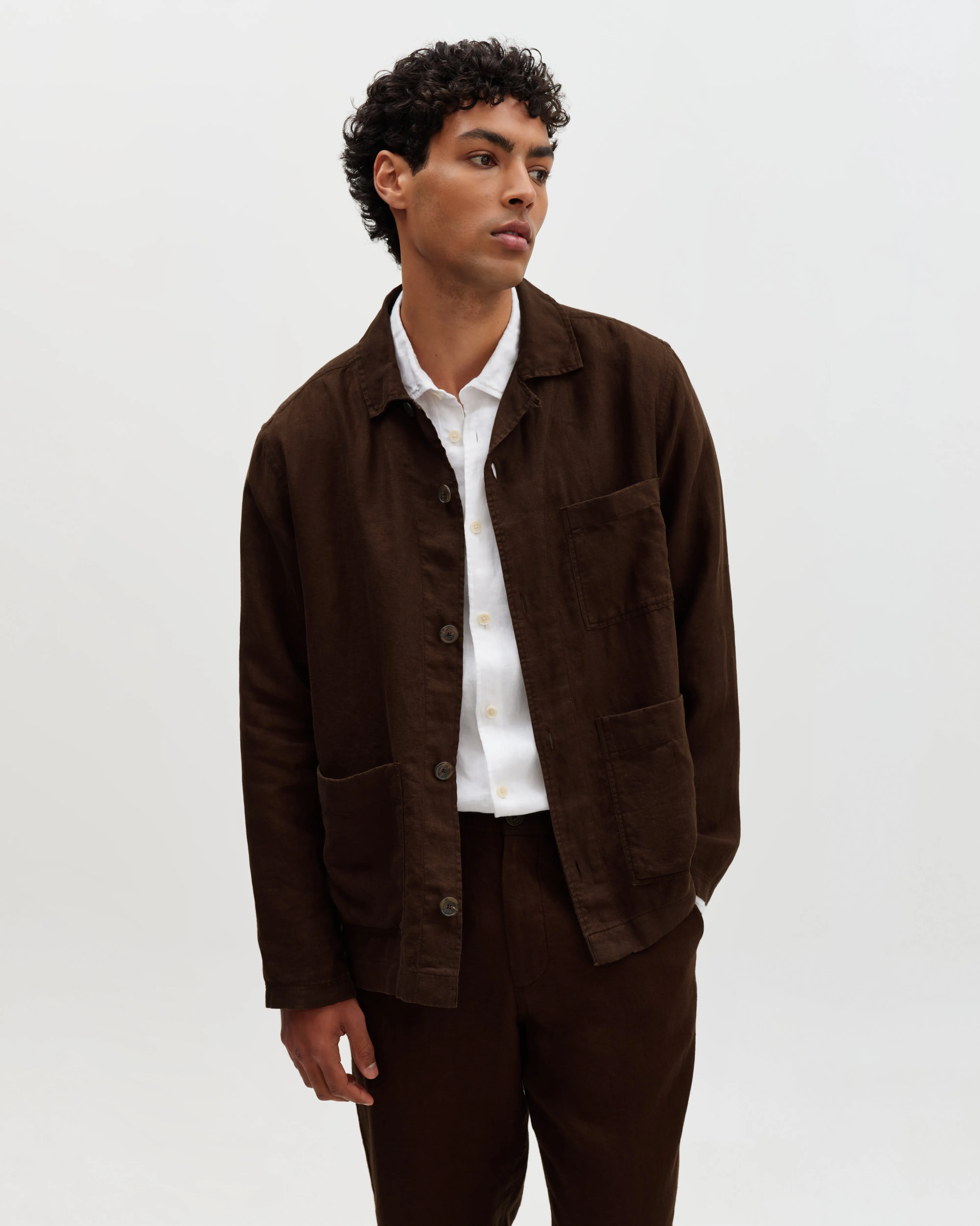 Kimpton - Brown Washed Linen Jacket sold by Wax London product image thumbnail 2