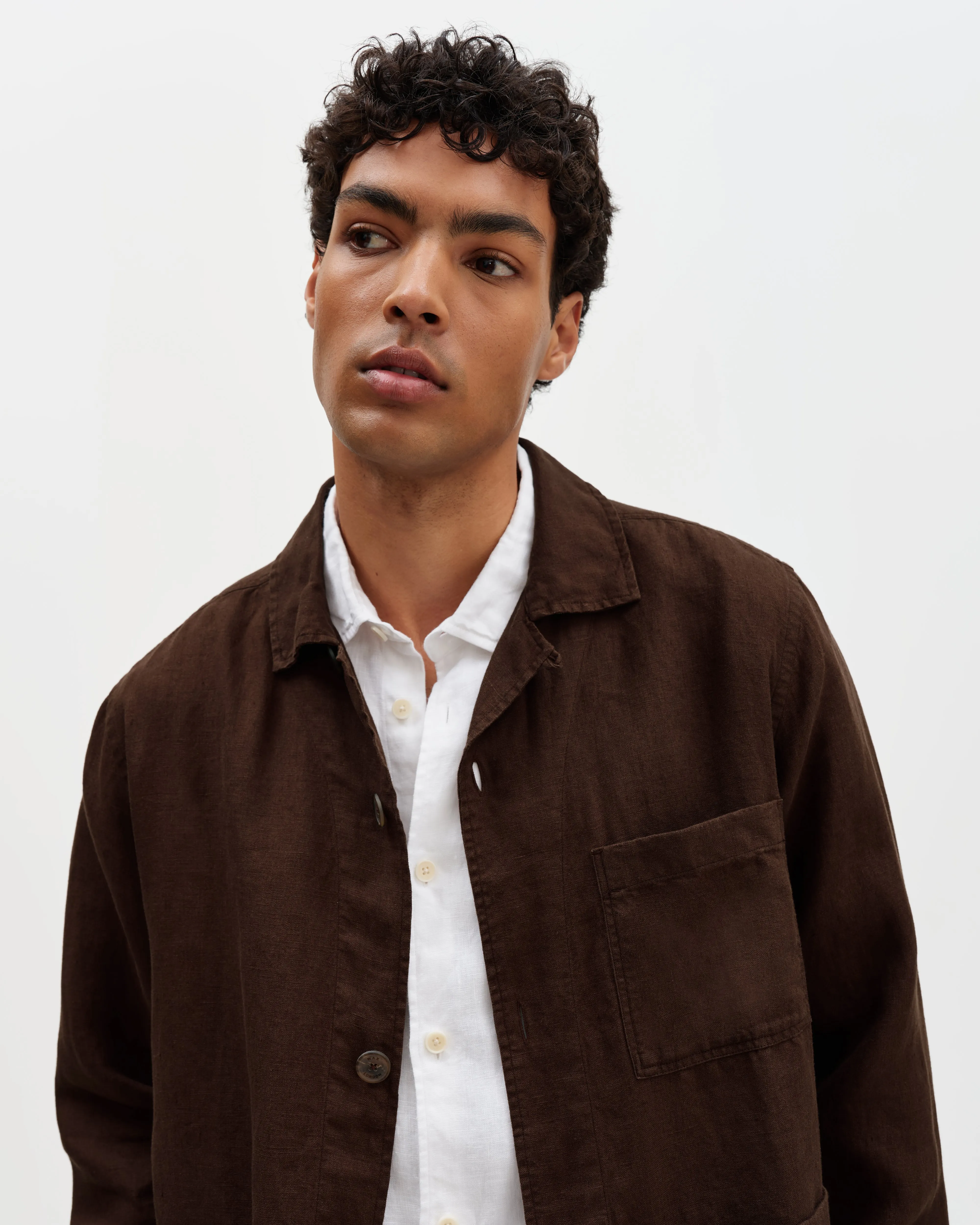 Kimpton - Brown Washed Linen Jacket sold by Wax London product image thumbnail 3