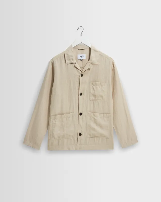Kimpton - Beige Washed Linen Jacket made by Wax London
