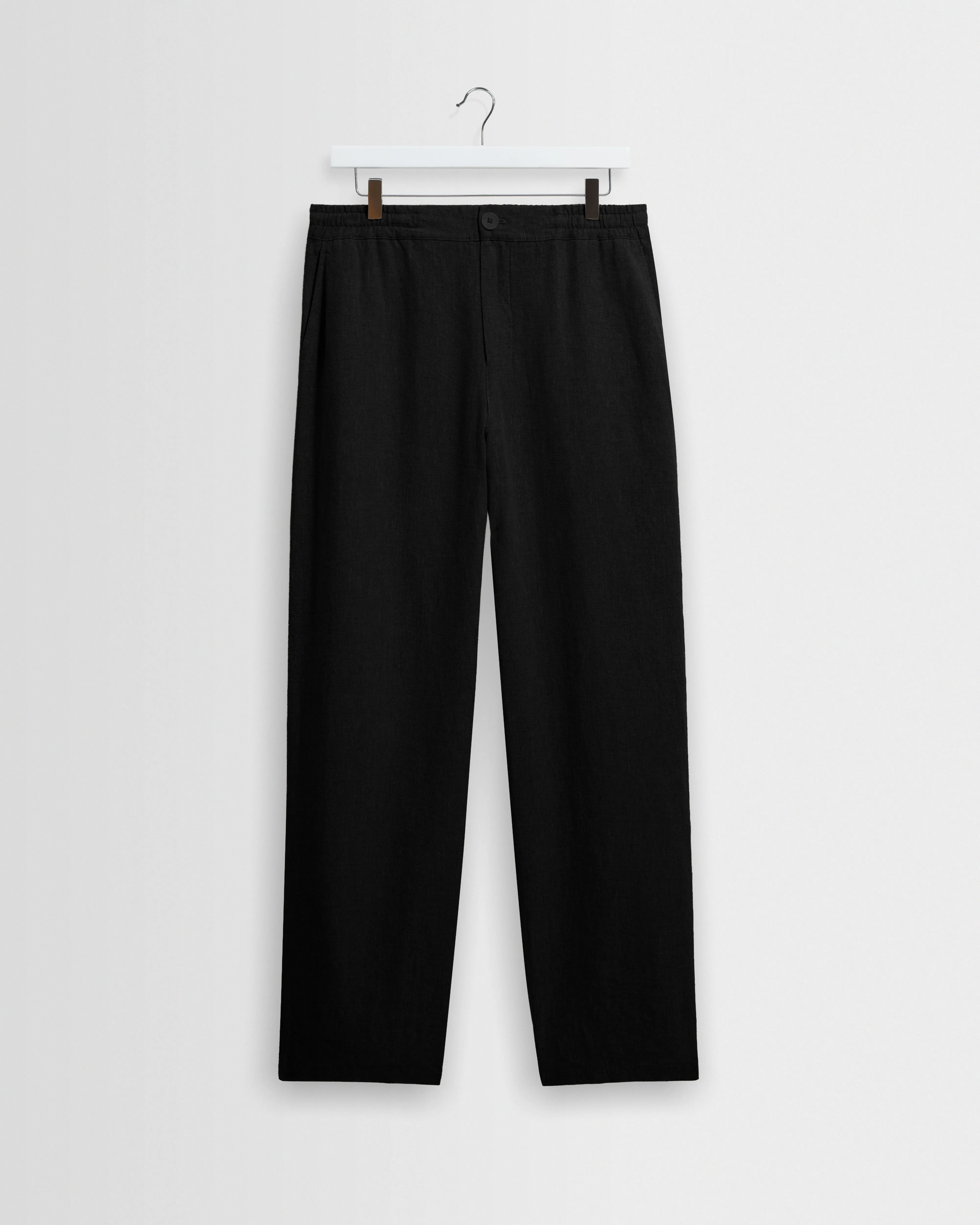 Glencoe - Black Washed Linen Loose Fit Trousers sold by Wax London