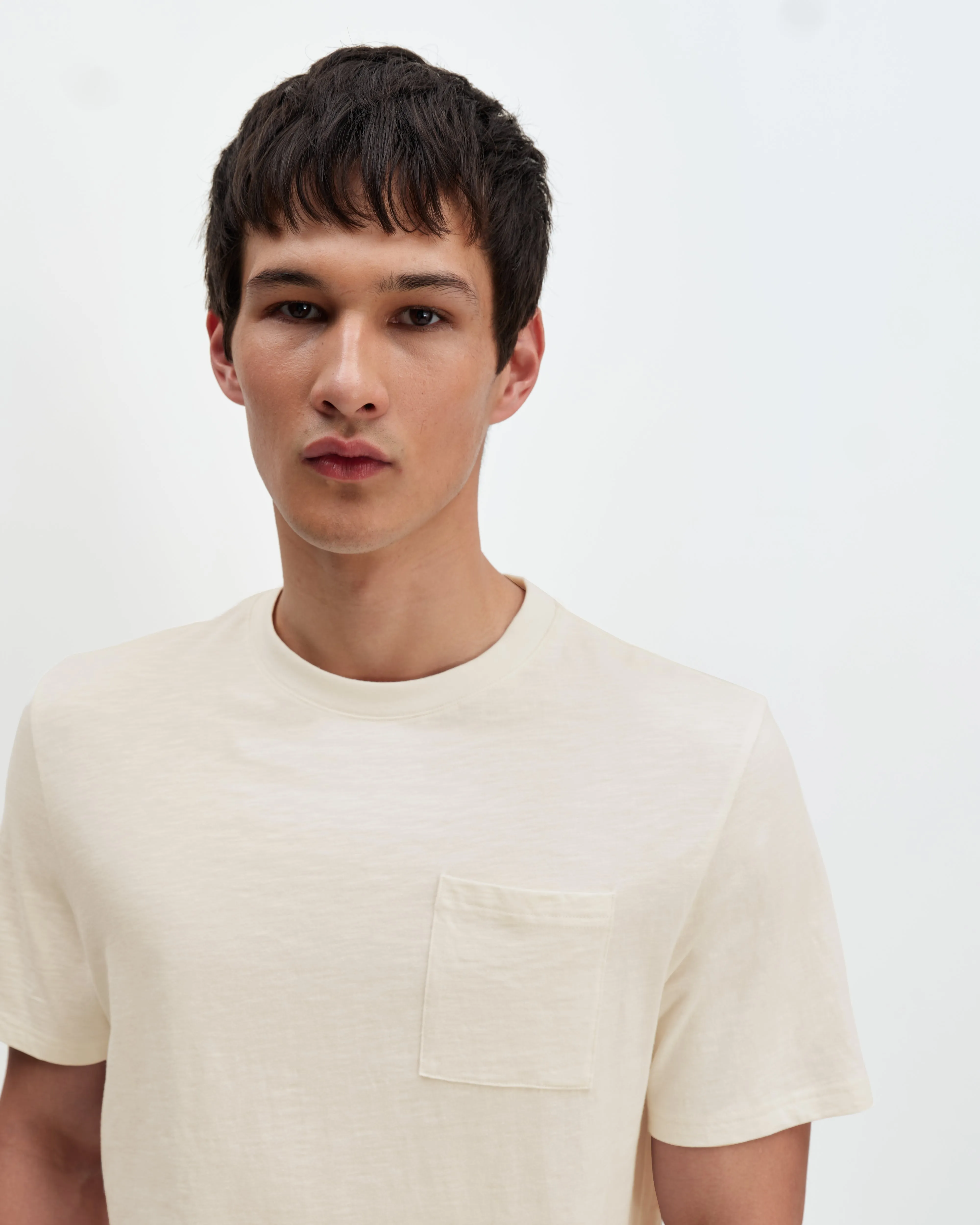 Dean - Ecru Slub Cotton Pocket T-Shirt sold by Wax London product image thumbnail 3