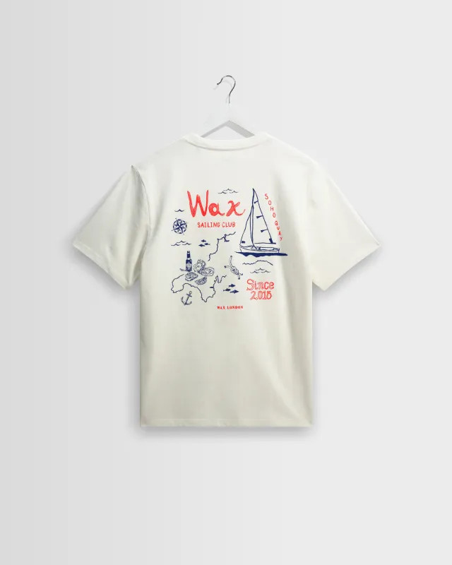 Dean - Off White And Multicolour Sailing Map Print T-Shirt made by Wax London