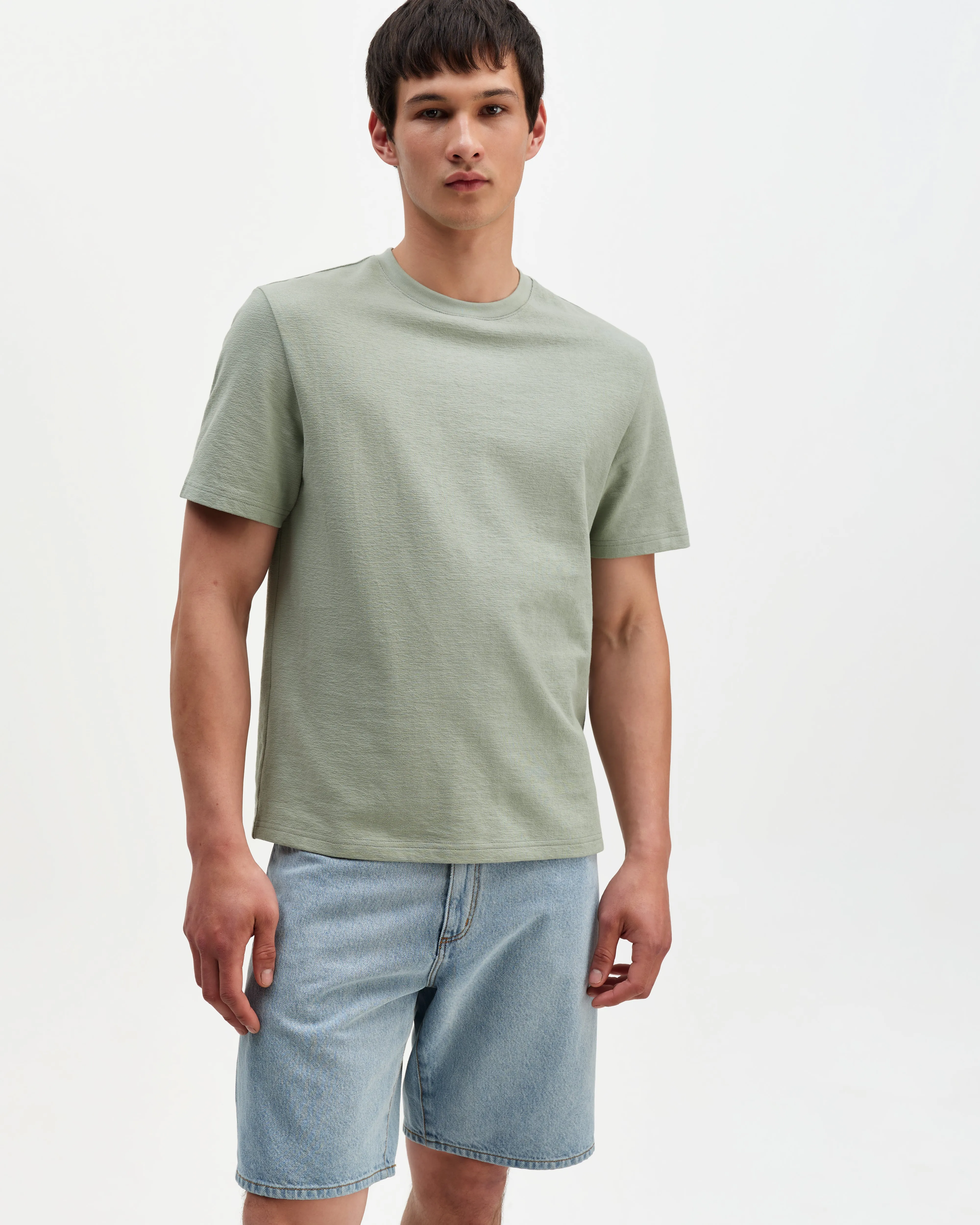 Dean - Sage Textured Organic Cotton T-Shirt sold by Wax London product image thumbnail 2