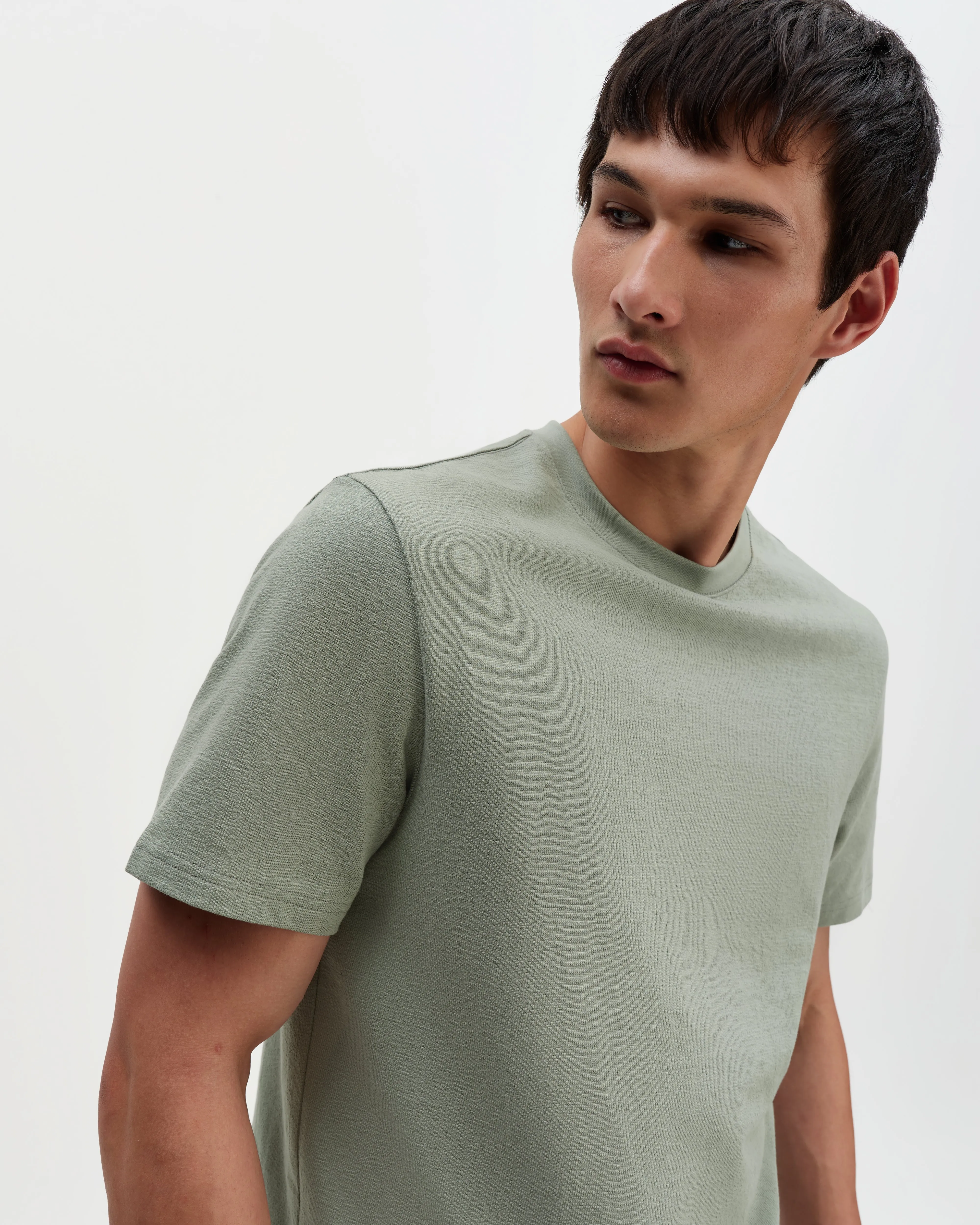 Dean - Sage Textured Organic Cotton T-Shirt sold by Wax London product image thumbnail 3