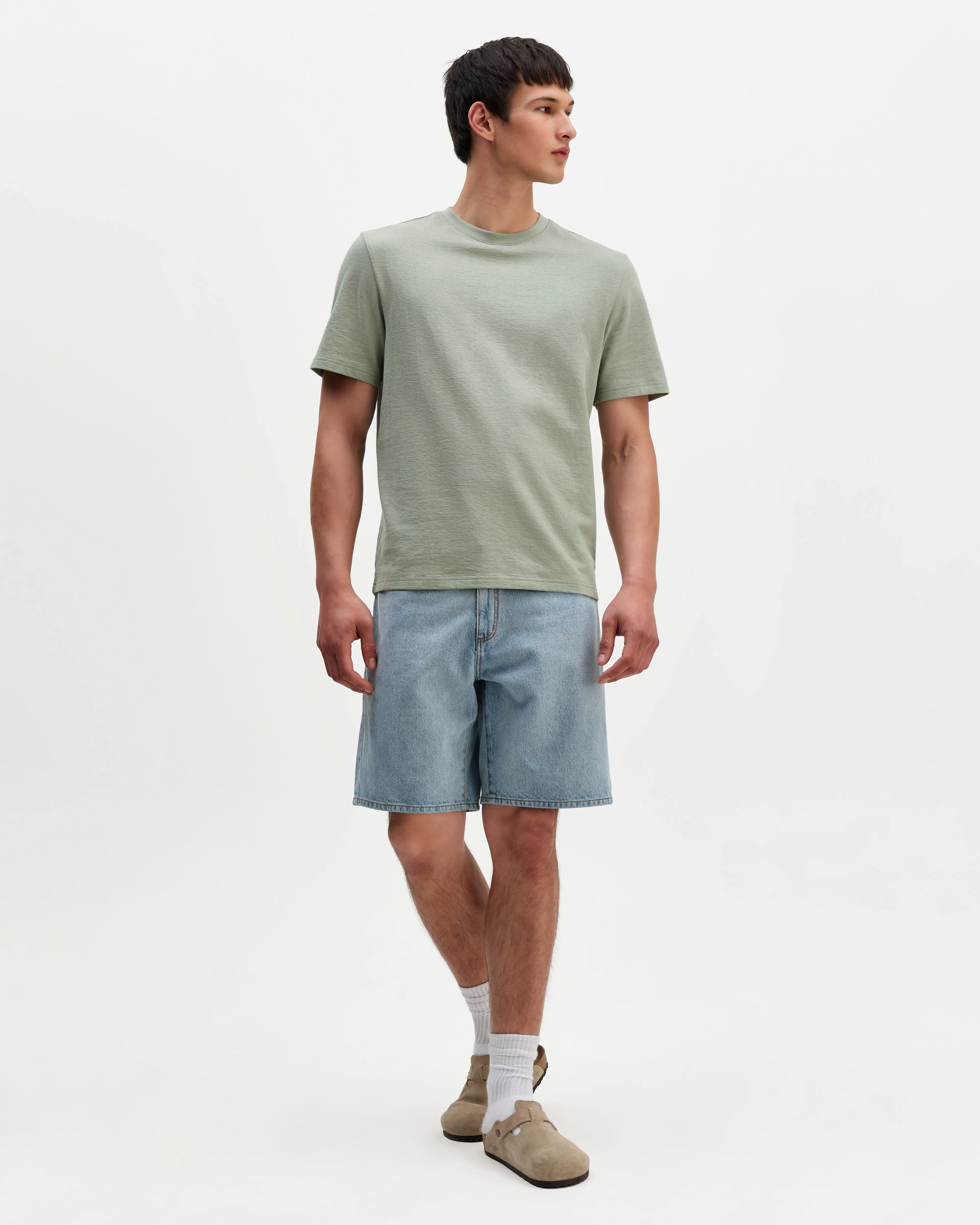 Dean - Sage Textured Organic Cotton T-Shirt sold by Wax London product image thumbnail 4
