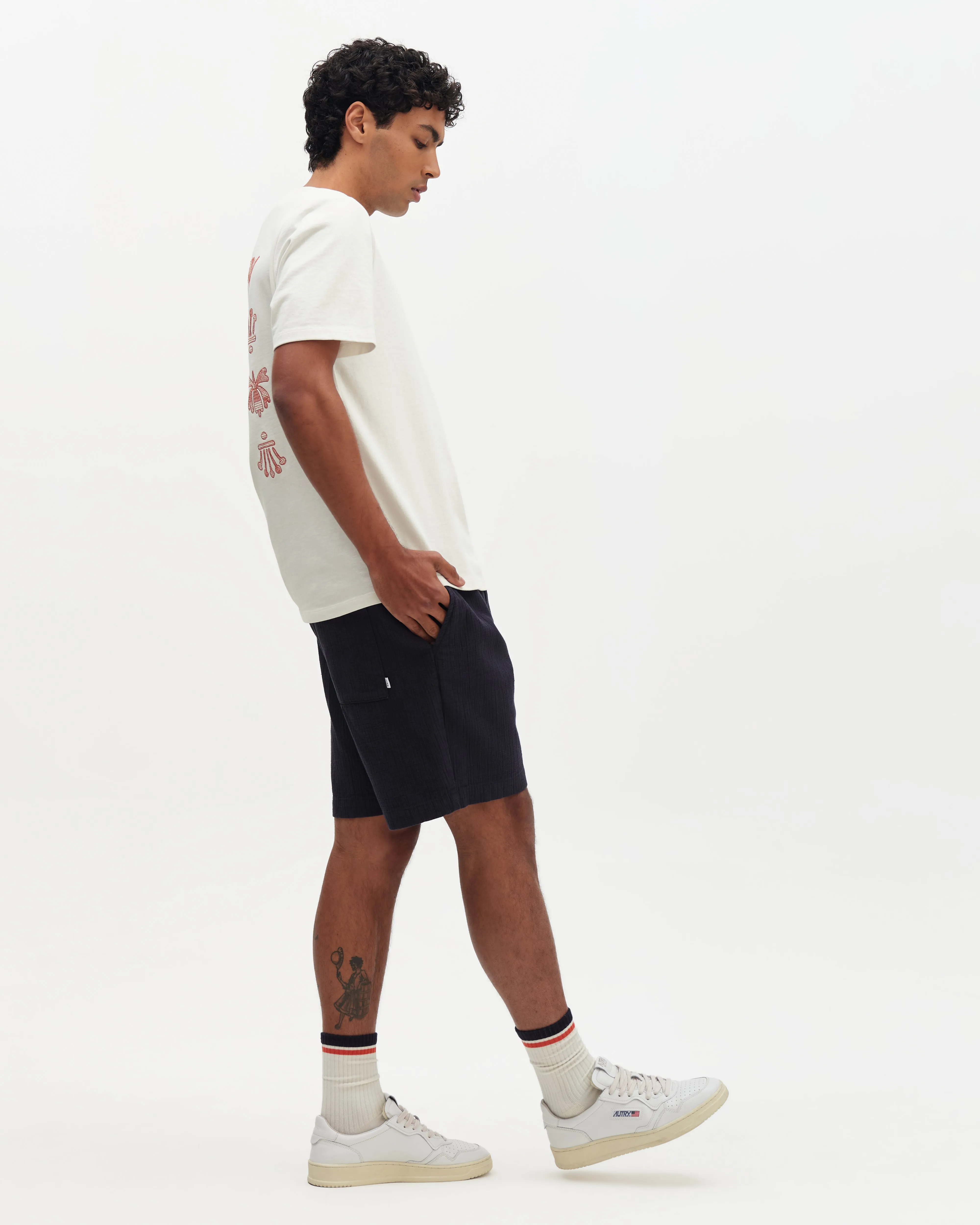 Dean - Ecru And Rust Grid Embroidered T-Shirt sold by Wax London product image thumbnail 5