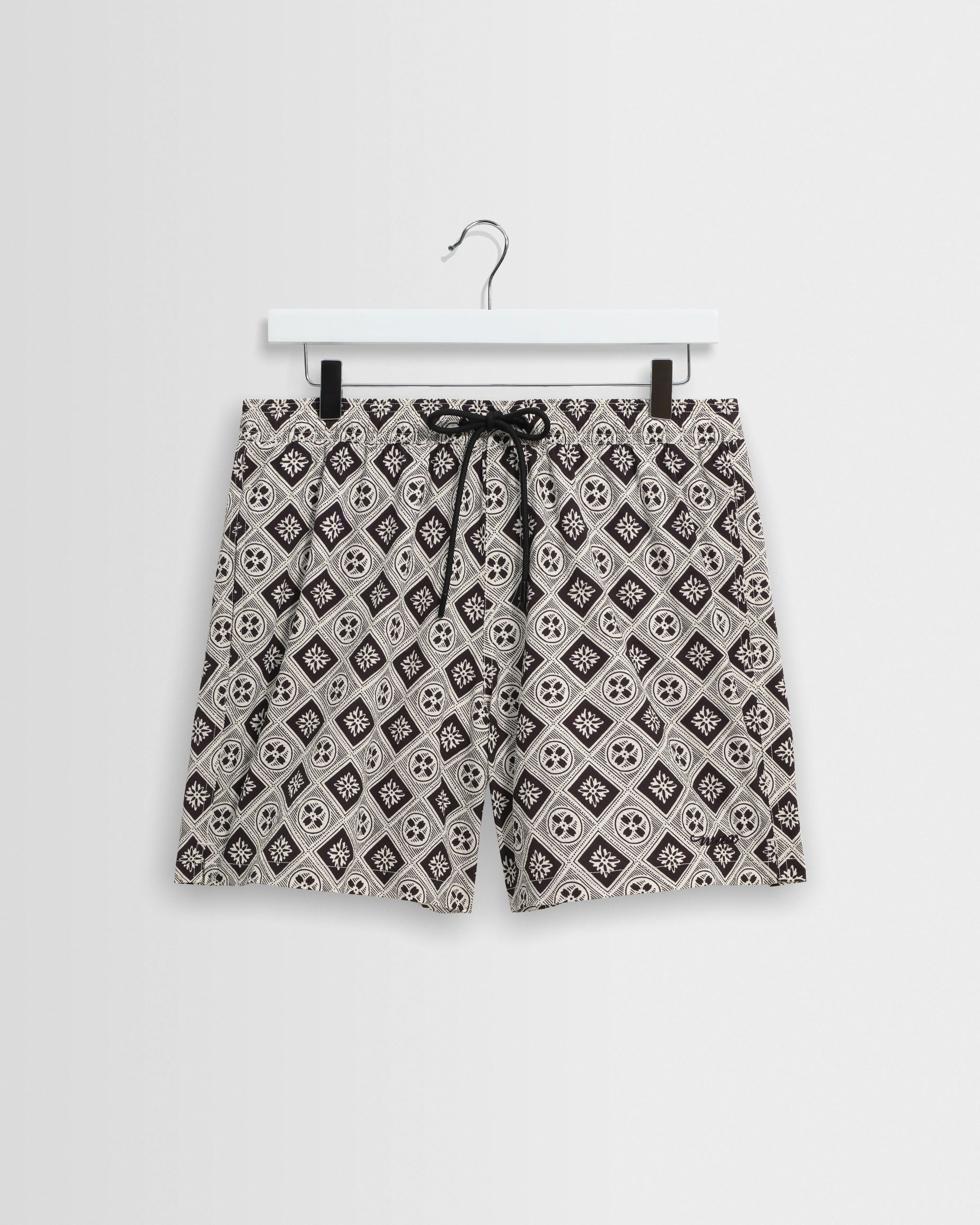 Brockwell - Ecru And Black Seersucker Swim Short sold by Wax London