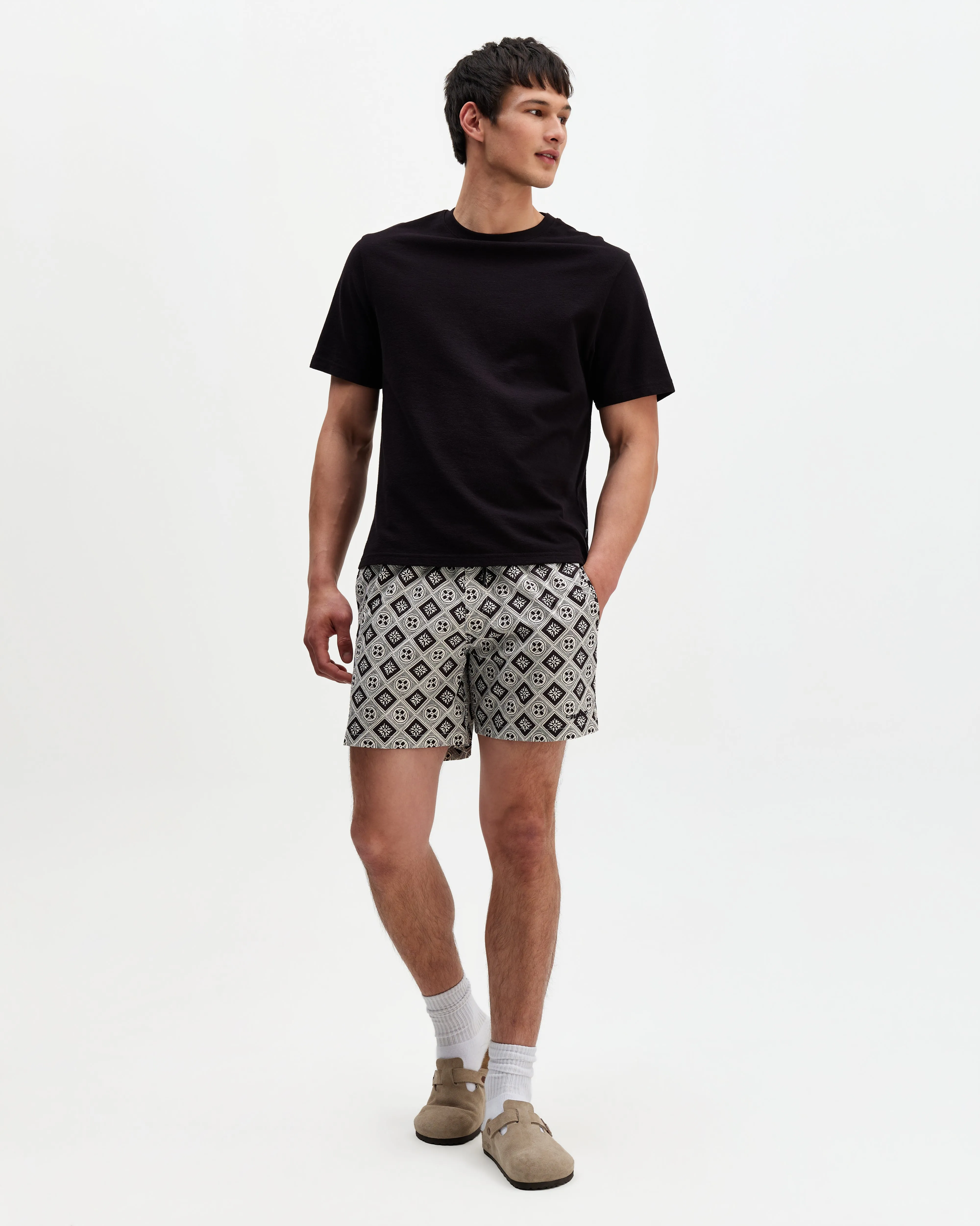 Brockwell - Ecru And Black Seersucker Swim Short sold by Wax London product image thumbnail 3