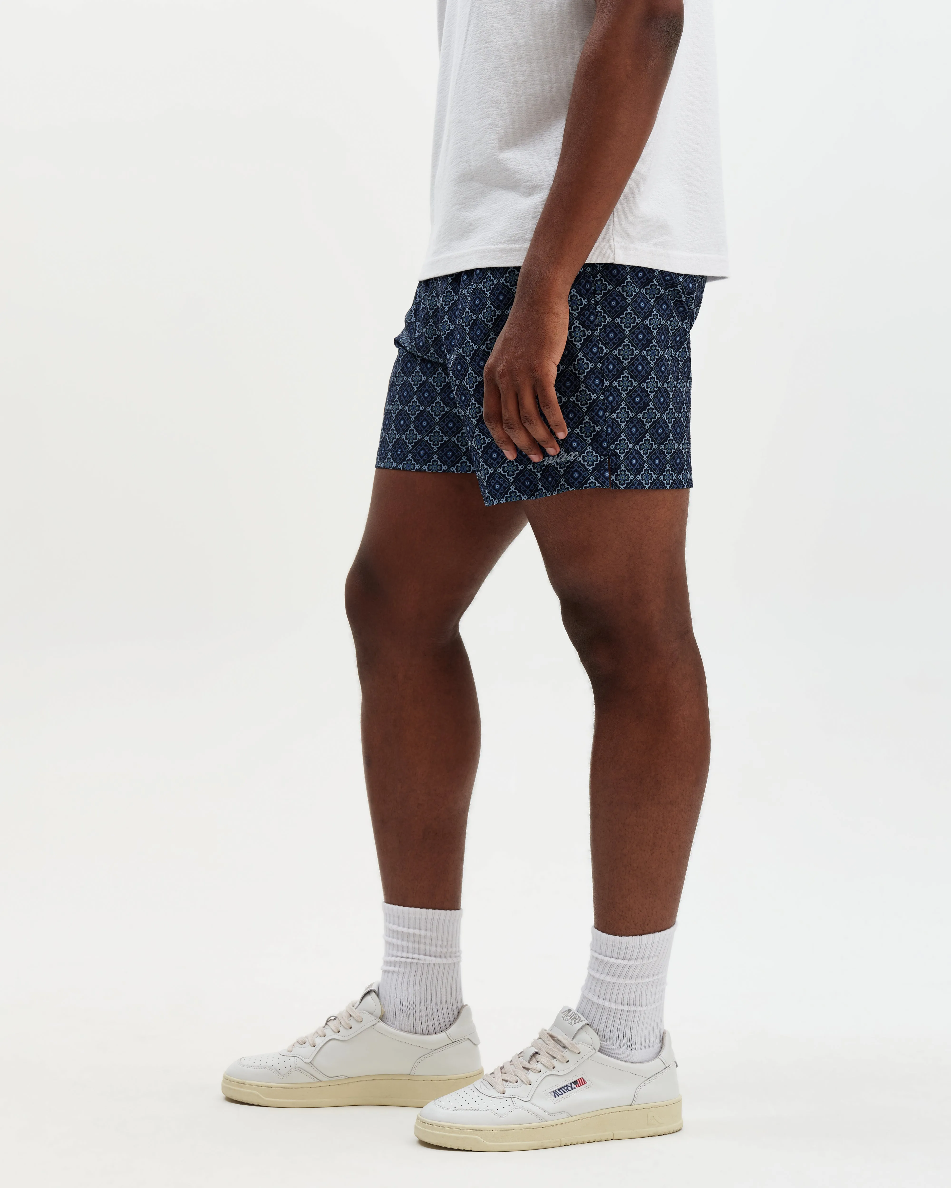 Brockwell - Blue Tile Seersucker Swim Short sold by Wax London product image thumbnail 4