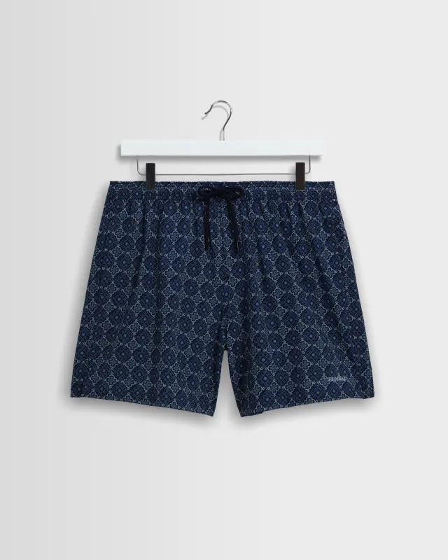 Brockwell - Blue Tile Seersucker Swim Short made by Wax London