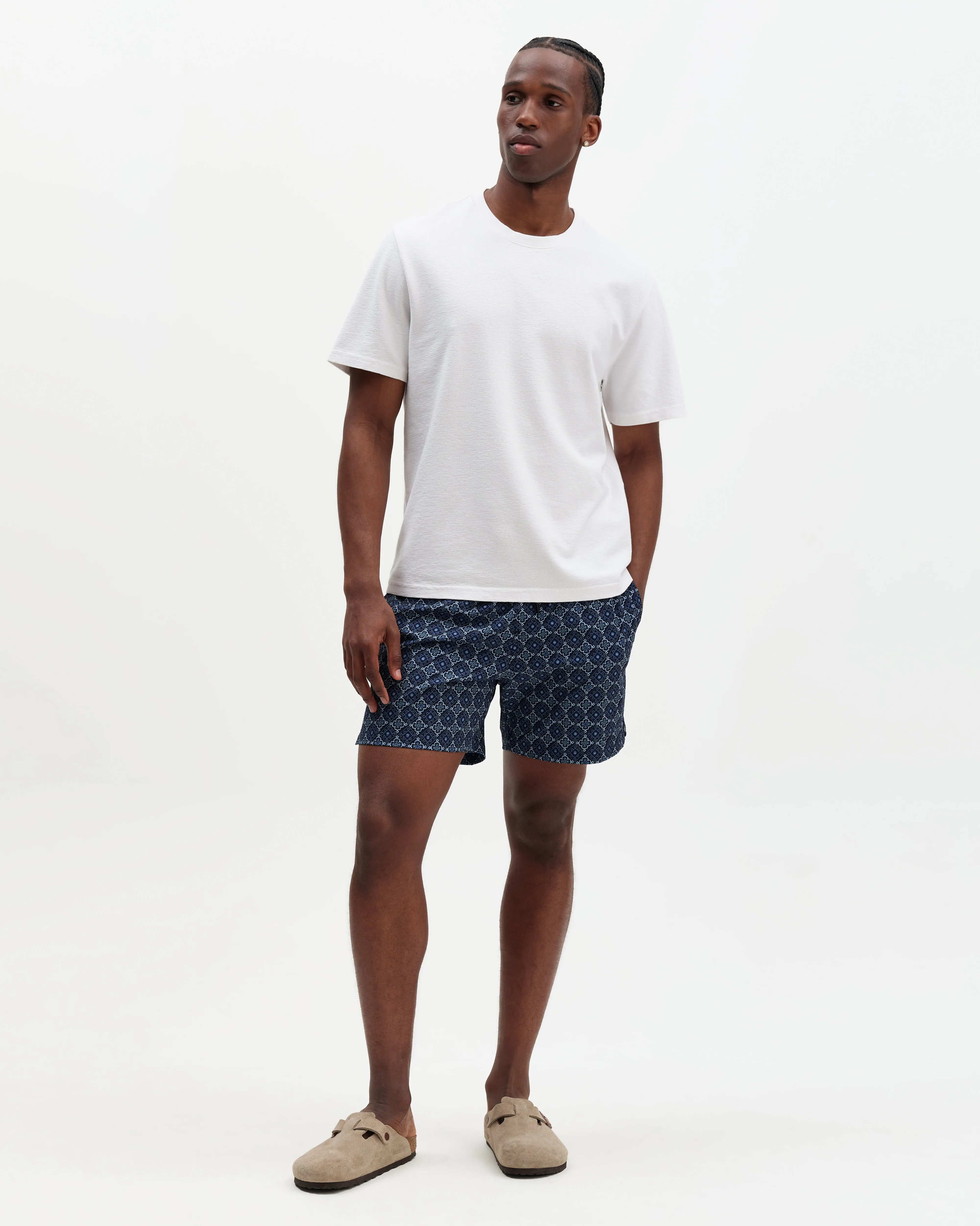 Brockwell - Blue Tile Seersucker Swim Short sold by Wax London product image thumbnail 3