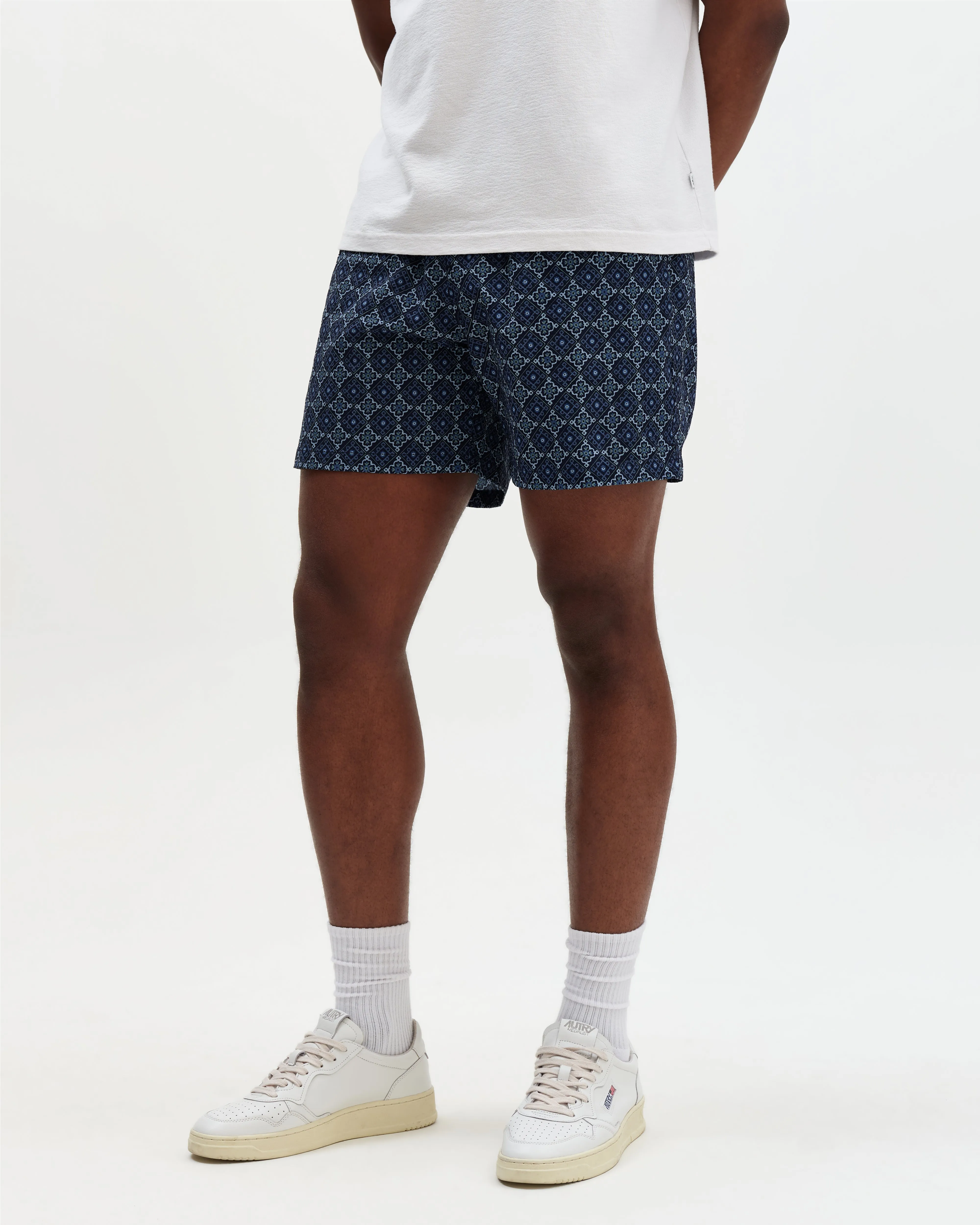 Brockwell - Blue Tile Seersucker Swim Short sold by Wax London product image thumbnail 2