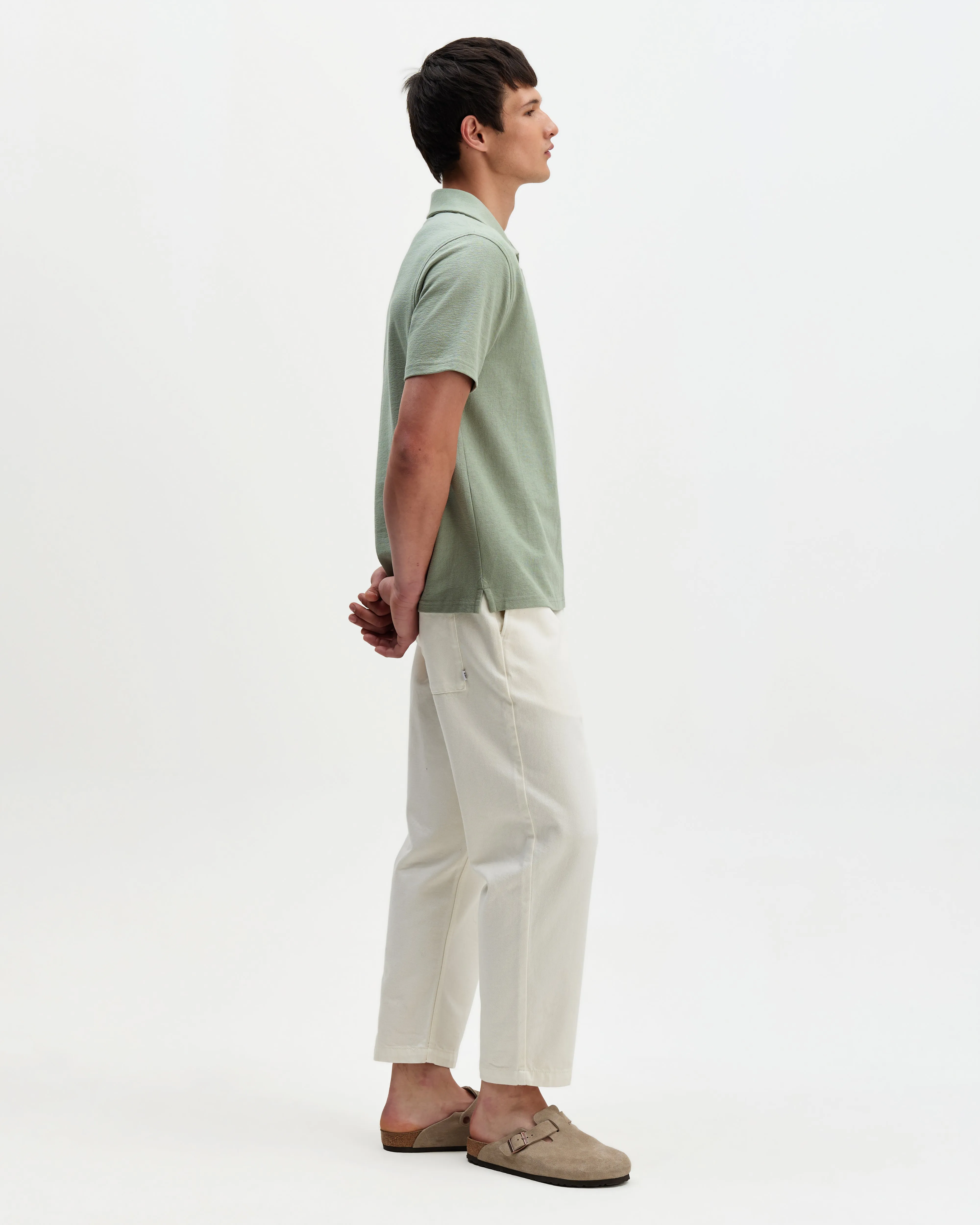Atwood - Sage Textured Organic Cotton Polo Shirt sold by Wax London product image thumbnail 5