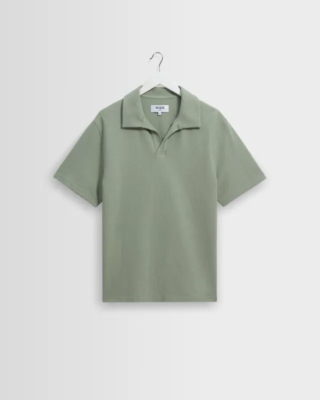 Atwood - Sage Textured Organic Cotton Polo Shirt made by Wax London