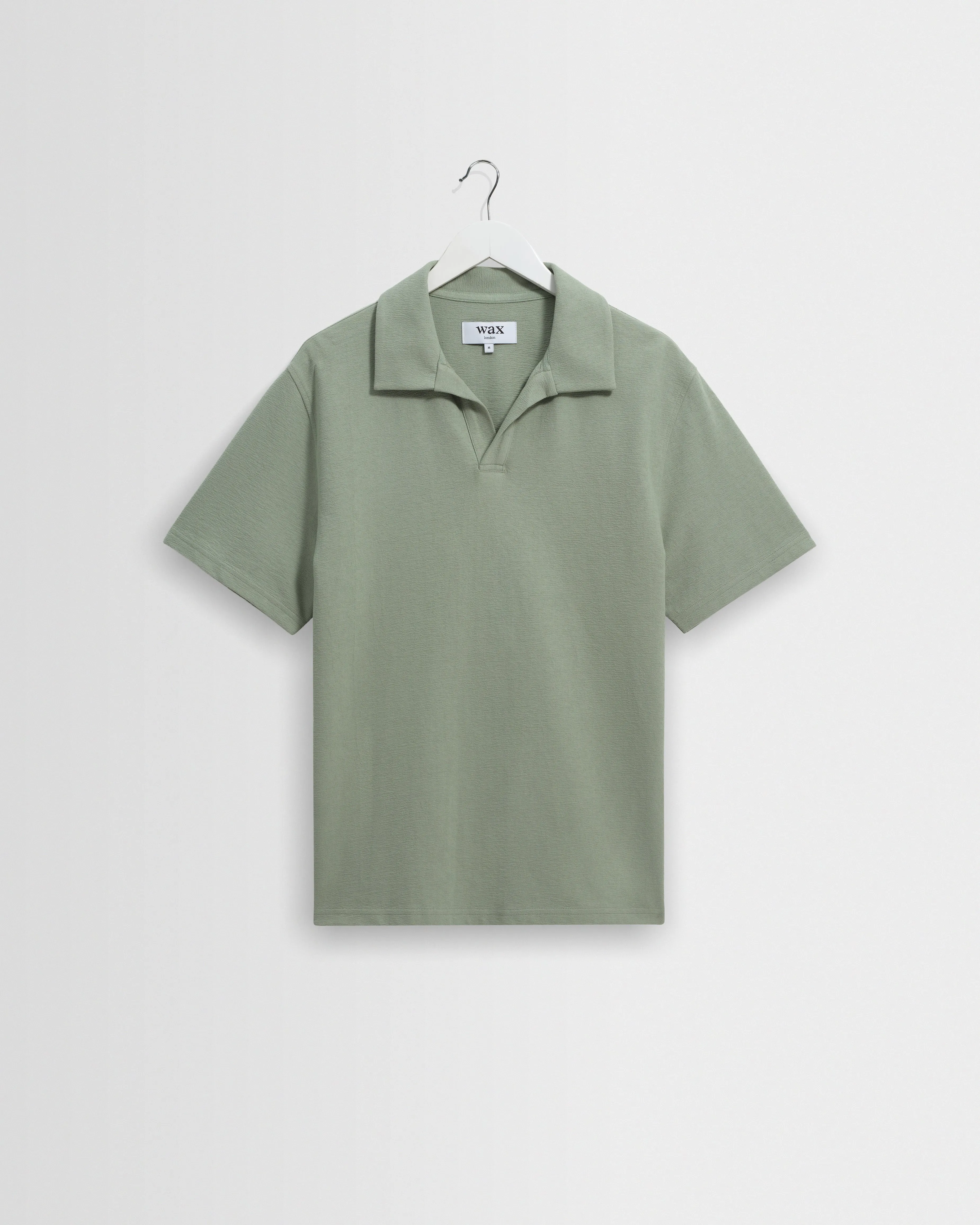 Atwood - Sage Textured Organic Cotton Polo Shirt sold by Wax London