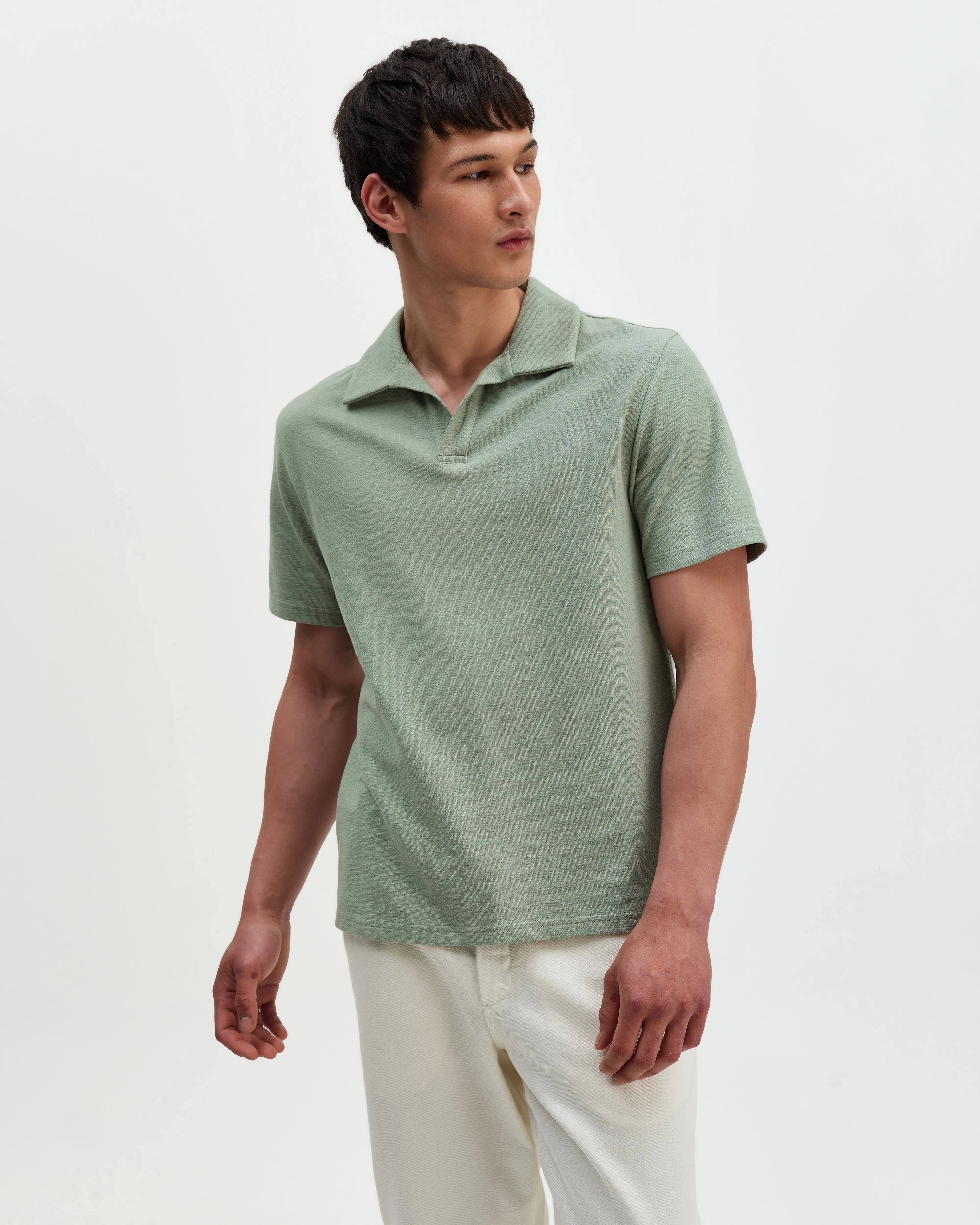 Atwood - Sage Textured Organic Cotton Polo Shirt sold by Wax London product image thumbnail 2