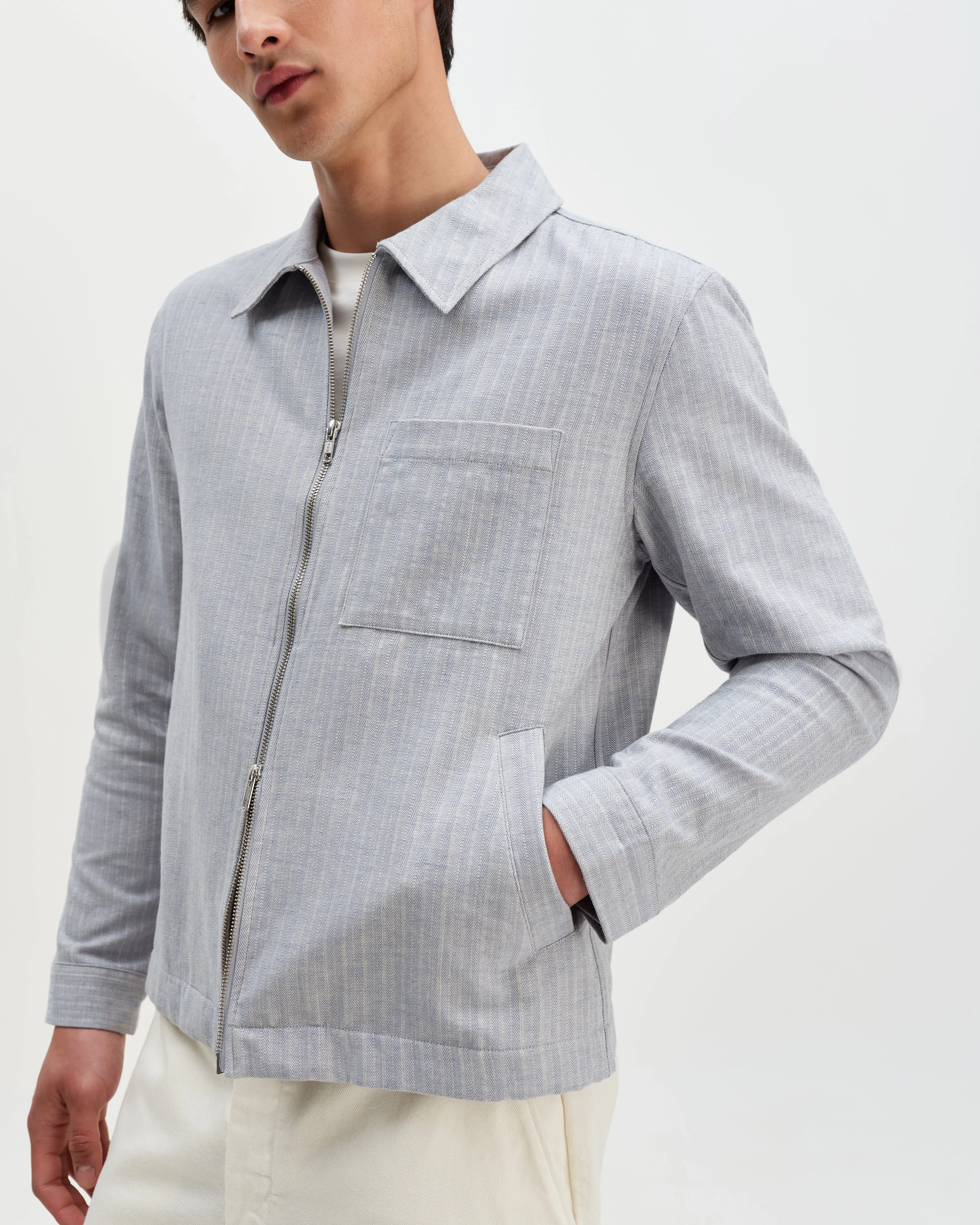 Eldon - Light Blue Herringbone Cotton Jacket sold by Wax London product image thumbnail 3